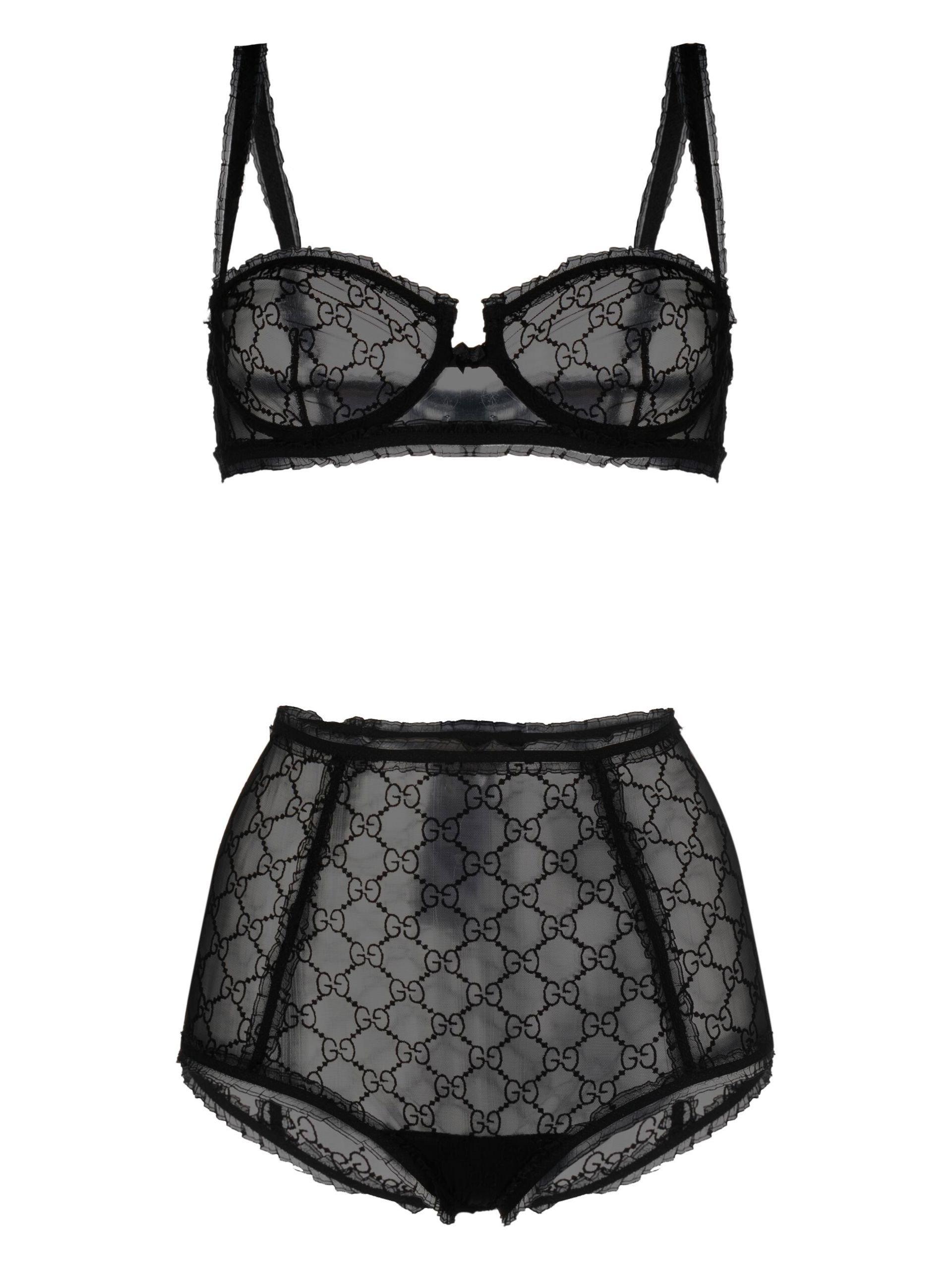 Gucci Monogramembroidered Mesh Bra in Black Lyst