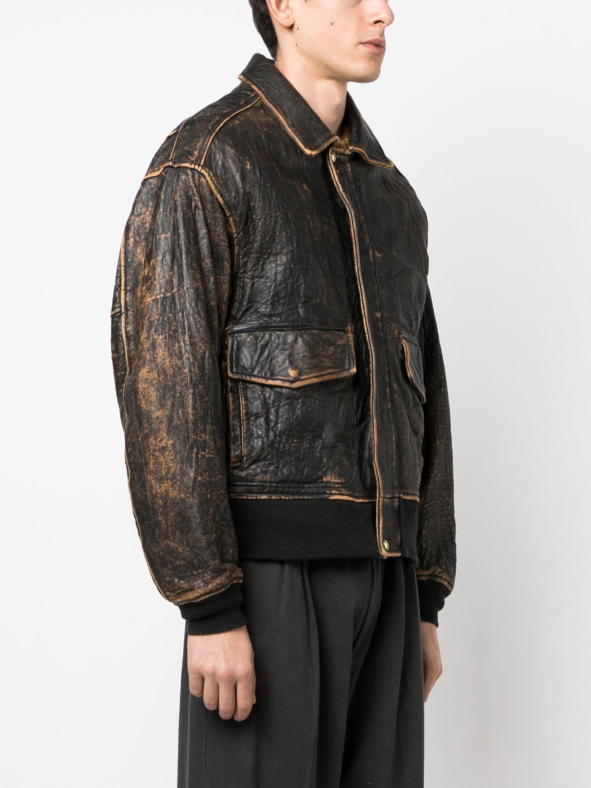 Visvim Elmendorf Leather Bomber Jacket in Black for Men | Lyst