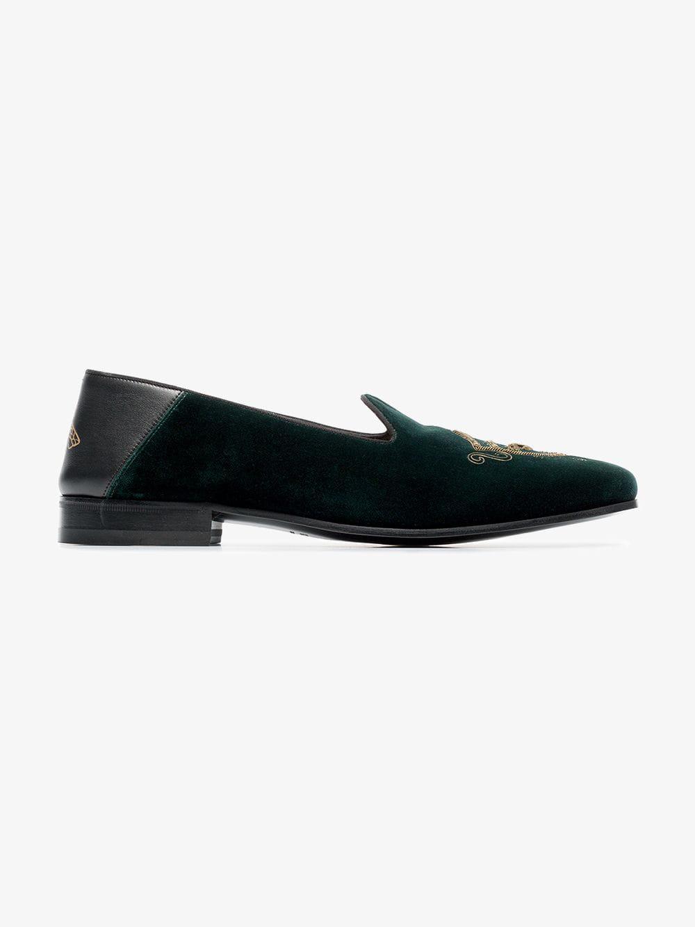 gucci green velvet loafers