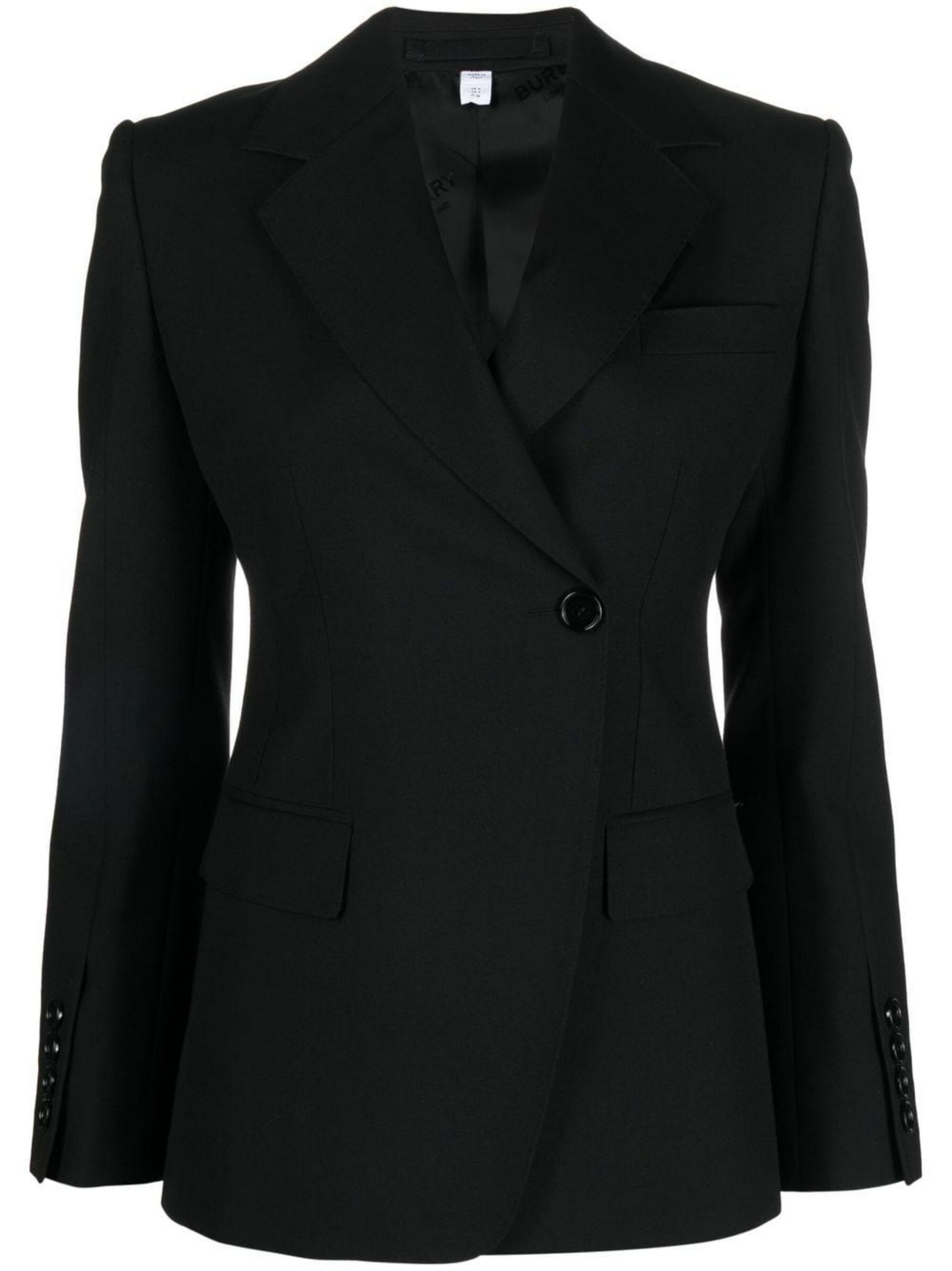 Burberry Single Breasted Tailored Blazer in Black | Lyst