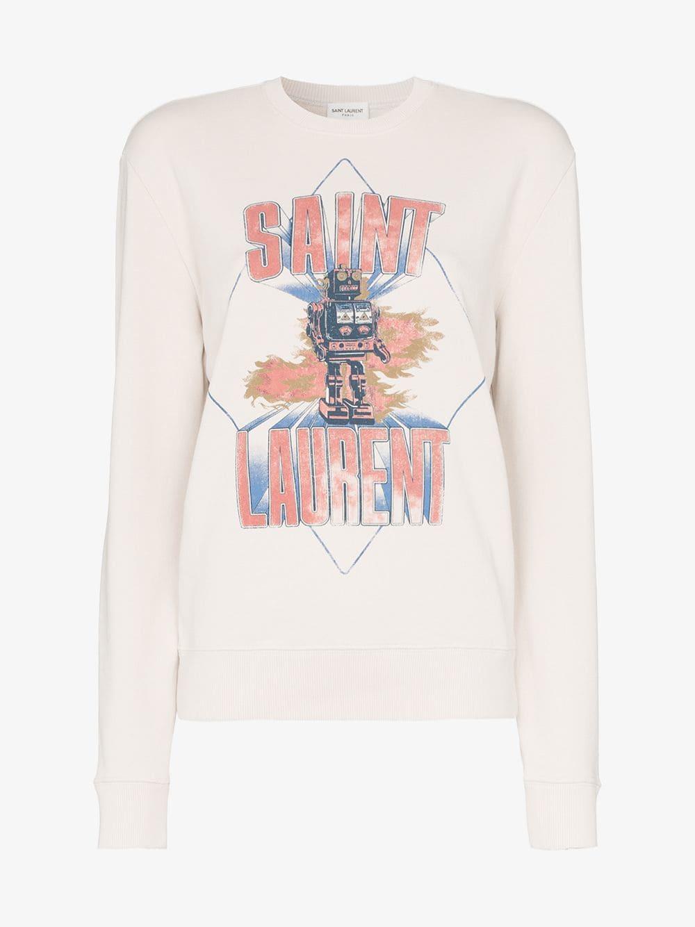 Saint Laurent " Robot" Destroy Sweatshirt in White | Lyst