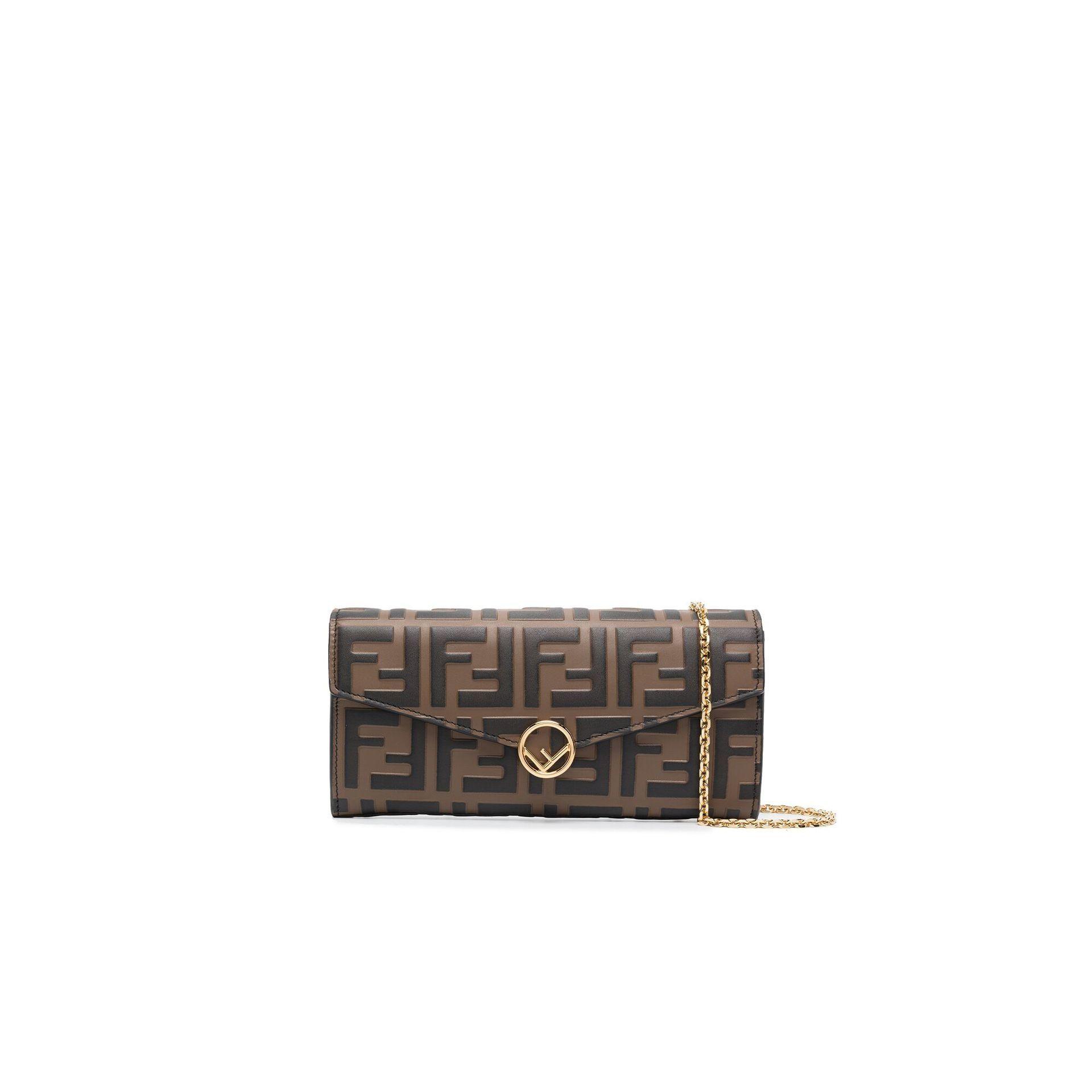 Fendi Continental With Chain  Brown leather wallet, Fendi wallet on chain,  Fendi