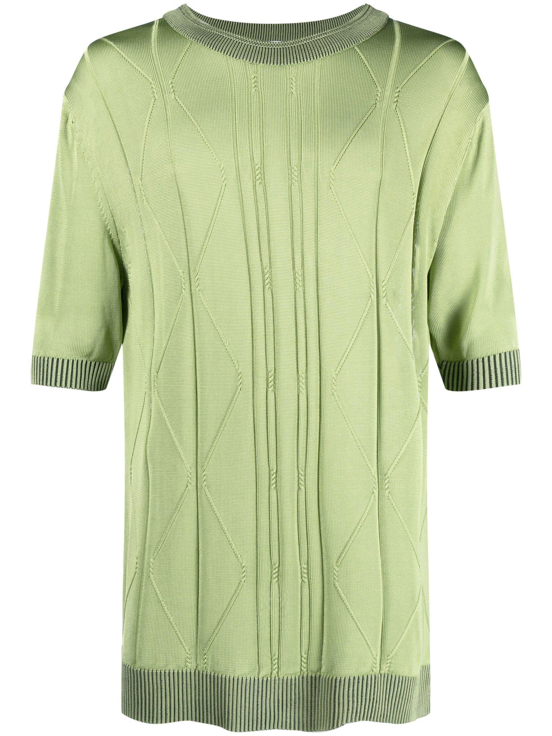Kiko Kostadinov Fine Cable Knit Short Sleeved Sweater in Green for Men