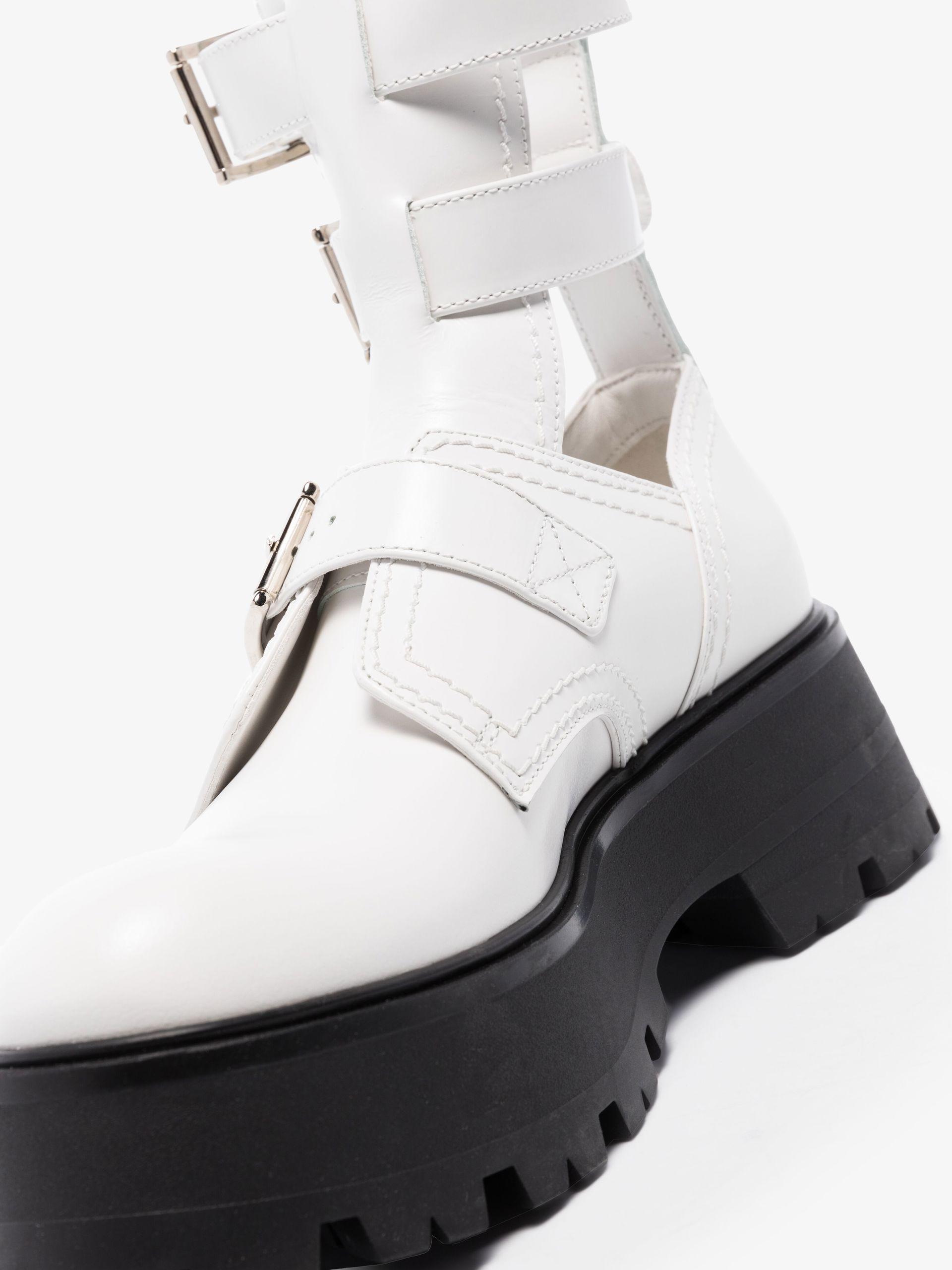 Alexander McQueen Rave 55 Leather Ankle Boots in White | Lyst