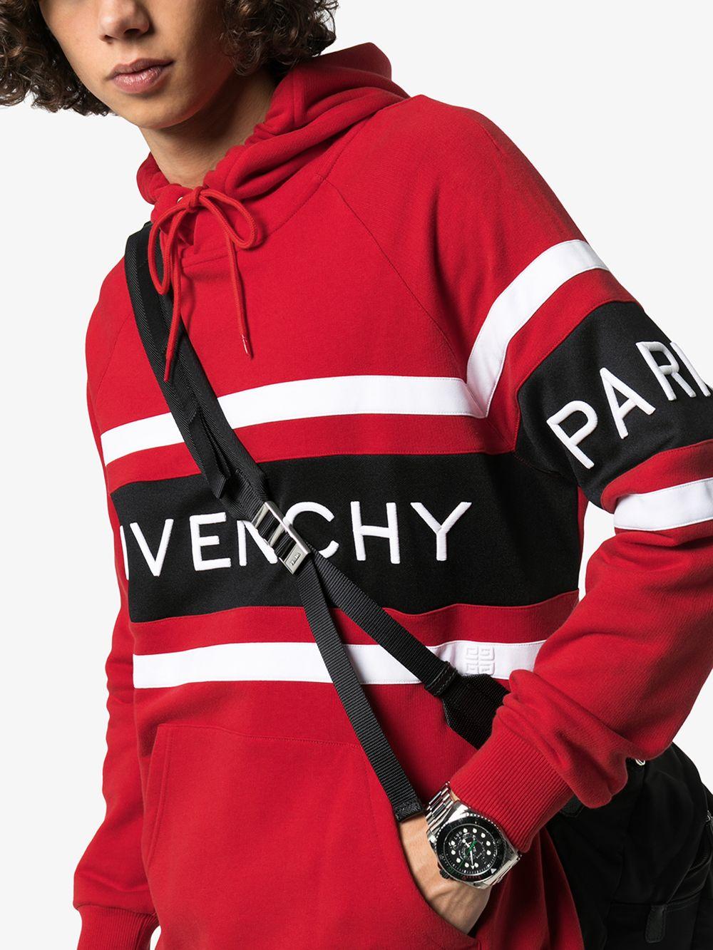 Hoodie With Contrasting Stripes in Red for Men | Lyst