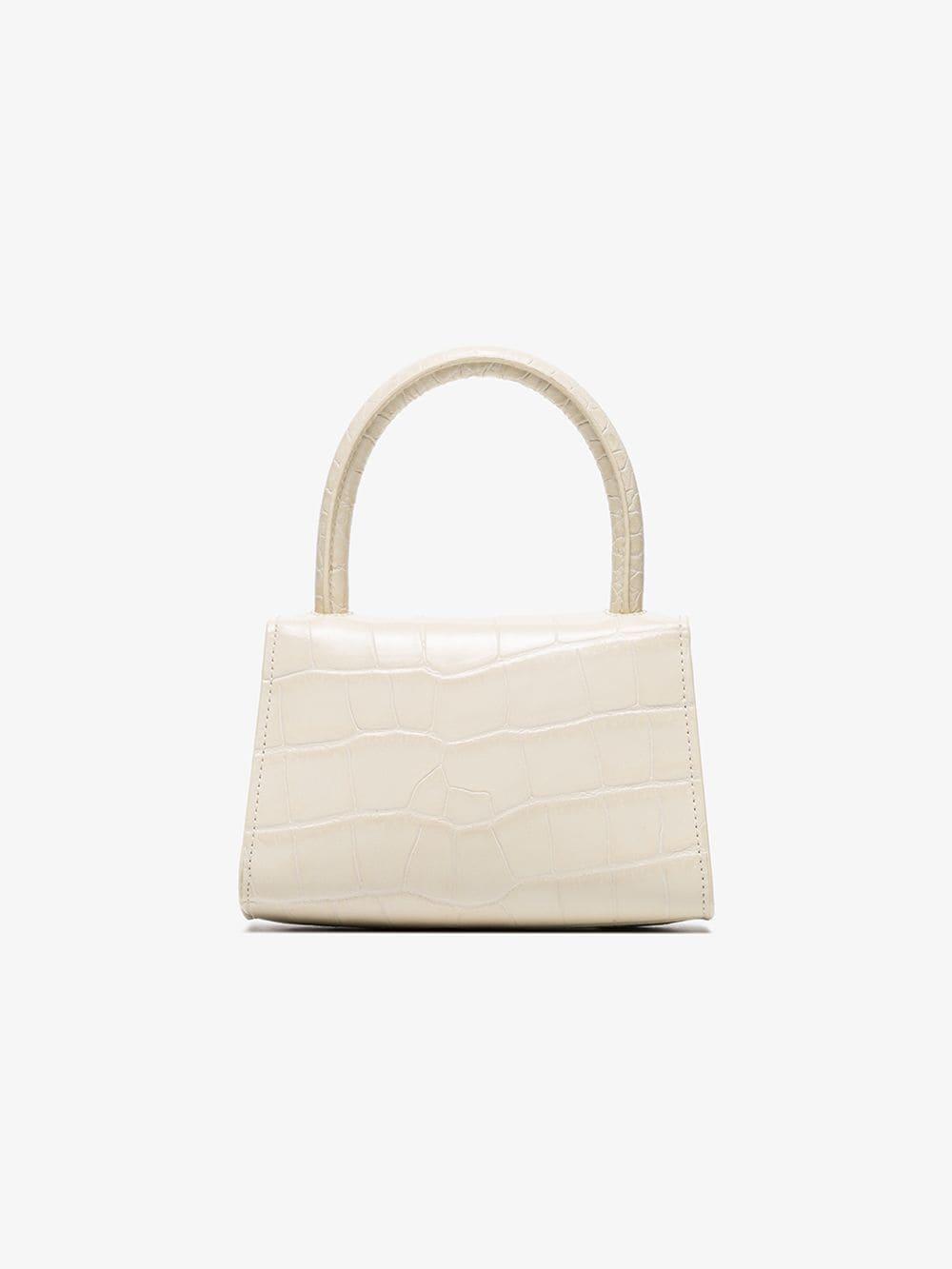 BY FAR Mini Rachel Croc-Effect Leather Bag - Cream