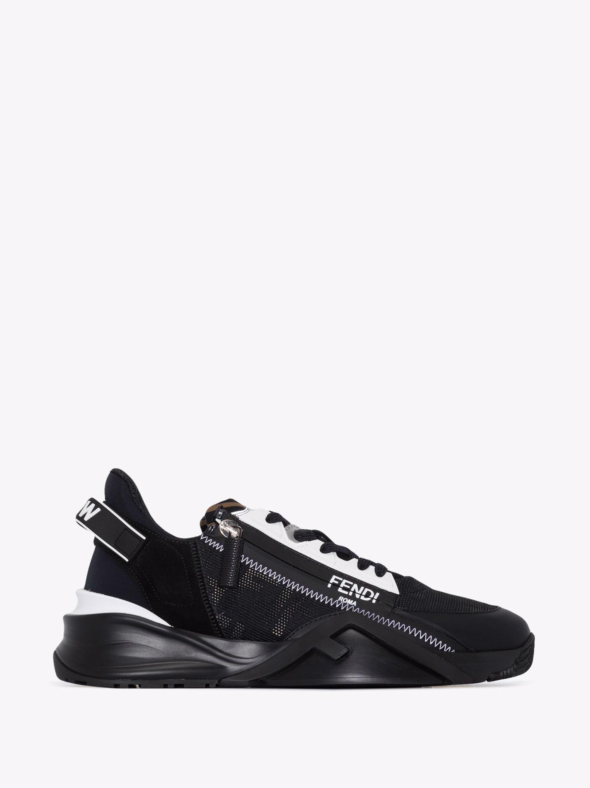 Fendi Black Flow Low Top Leather Sneakers | Lyst