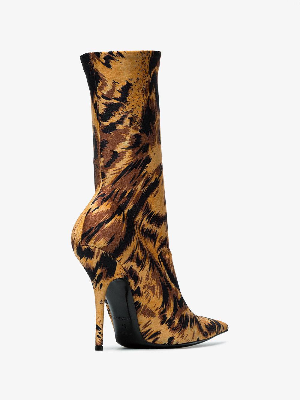 Balenciaga Leopard Print Knife 110 Ankle Boots in Brown | Lyst