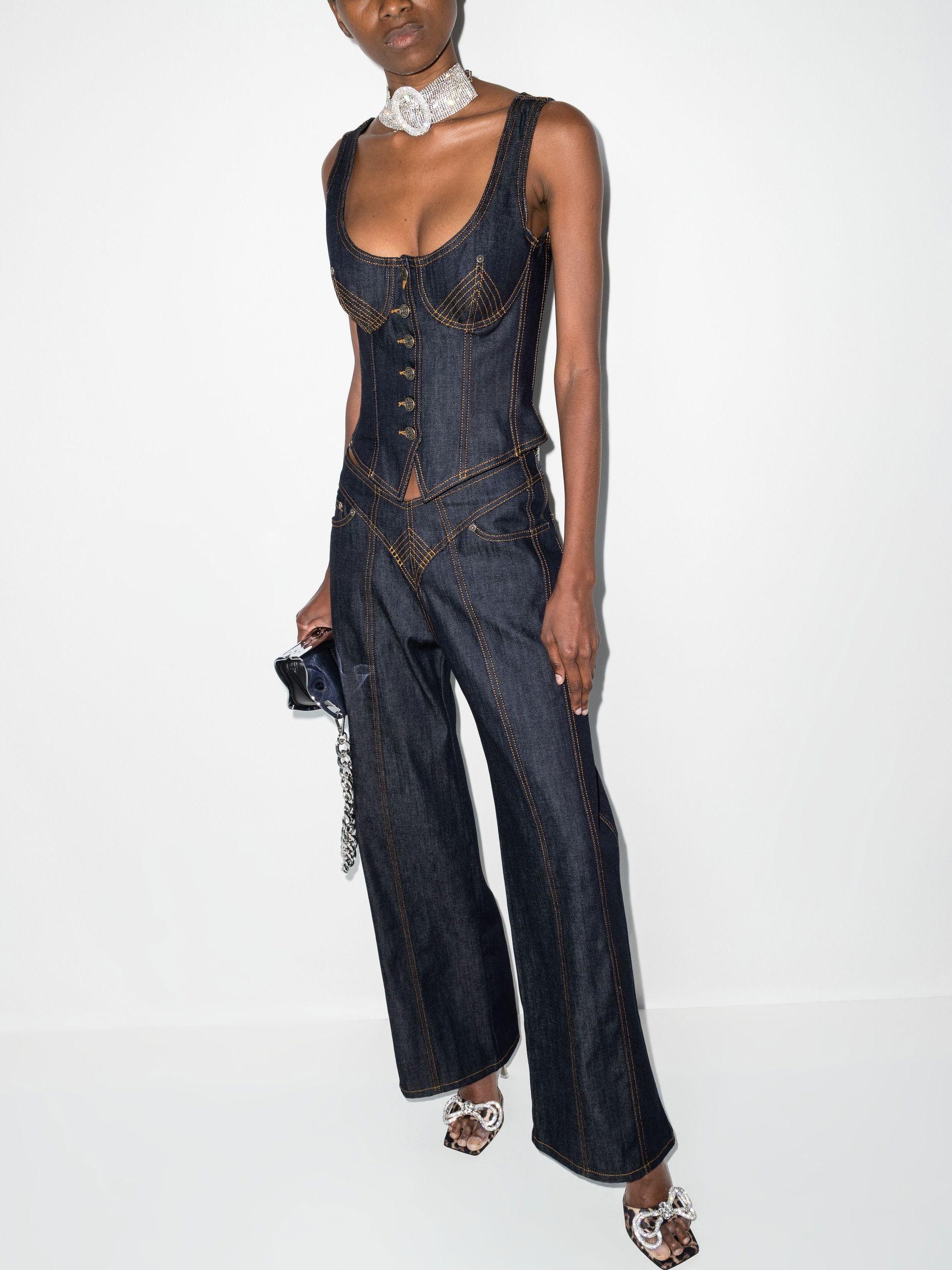 Jean Paul Gaultier The Jean Corset Denim Top in Blue | Lyst