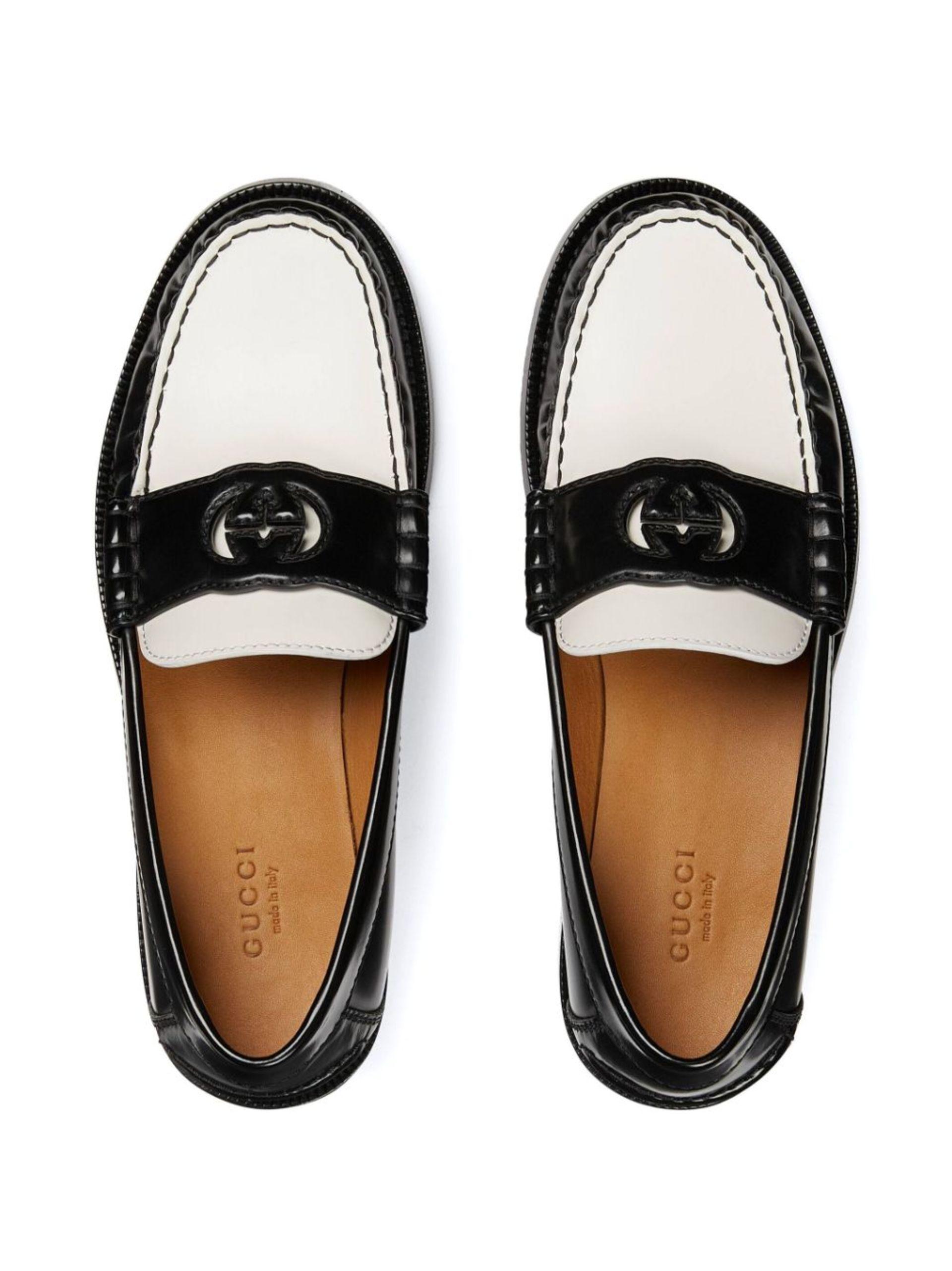 Gucci Interlocking G Leather Loafers in Black | Lyst