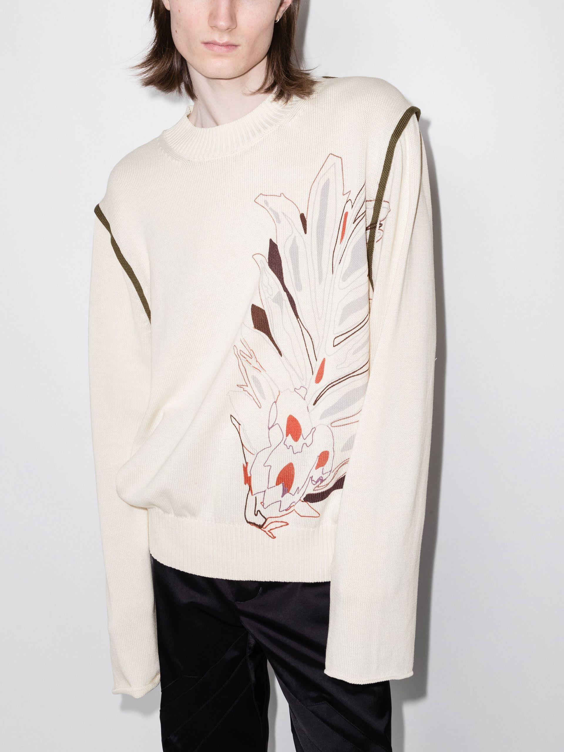 Kiko Kostadinov Future Print Cotton Sweater in Natural for Men | Lyst