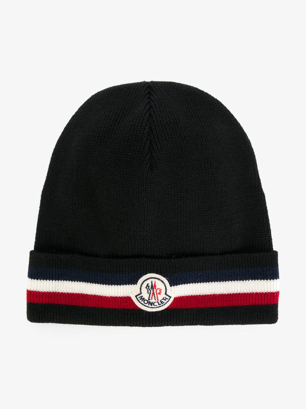 Moncler Berretto Tricolour Stripe Beanie in Black for Men Lyst UK