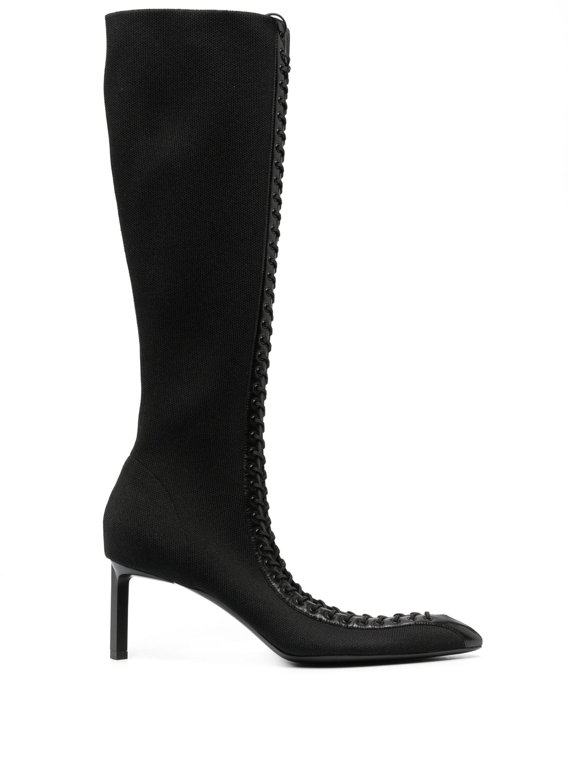 Givenchy Show 70 Leather Lace Detail Knee-high Boots in Black | Lyst