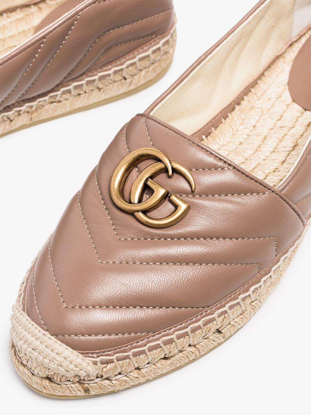 Gucci Pilar Gg Quilted-leather Espadrilles in Natural | Lyst