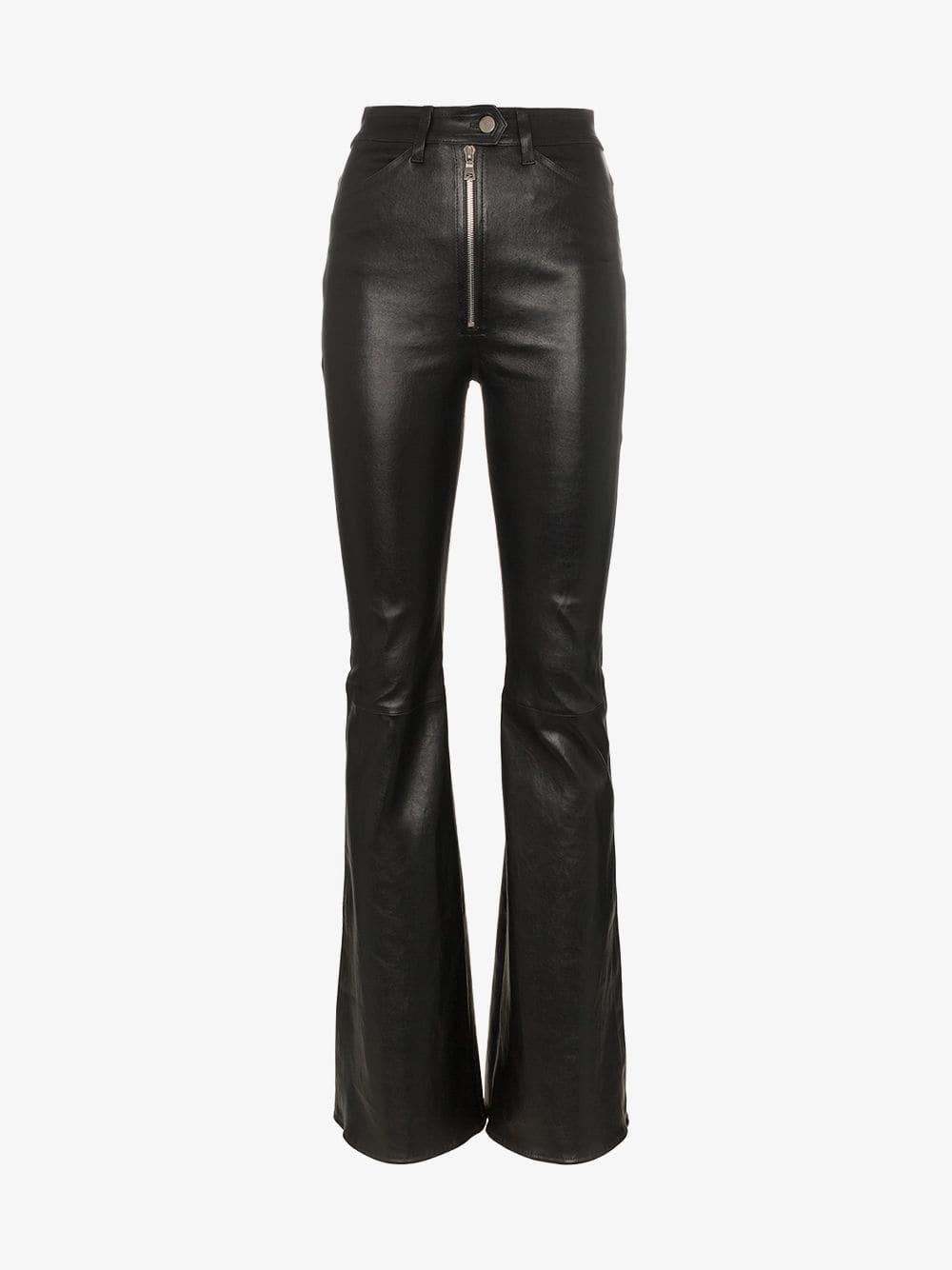 leather high waisted trousers