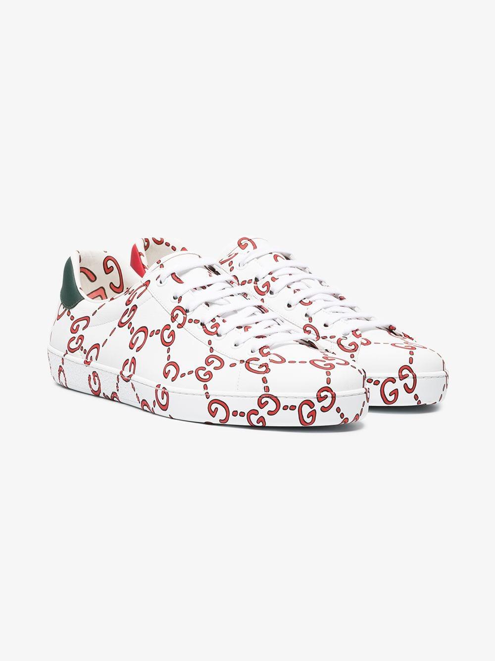 white and red gucci shoes