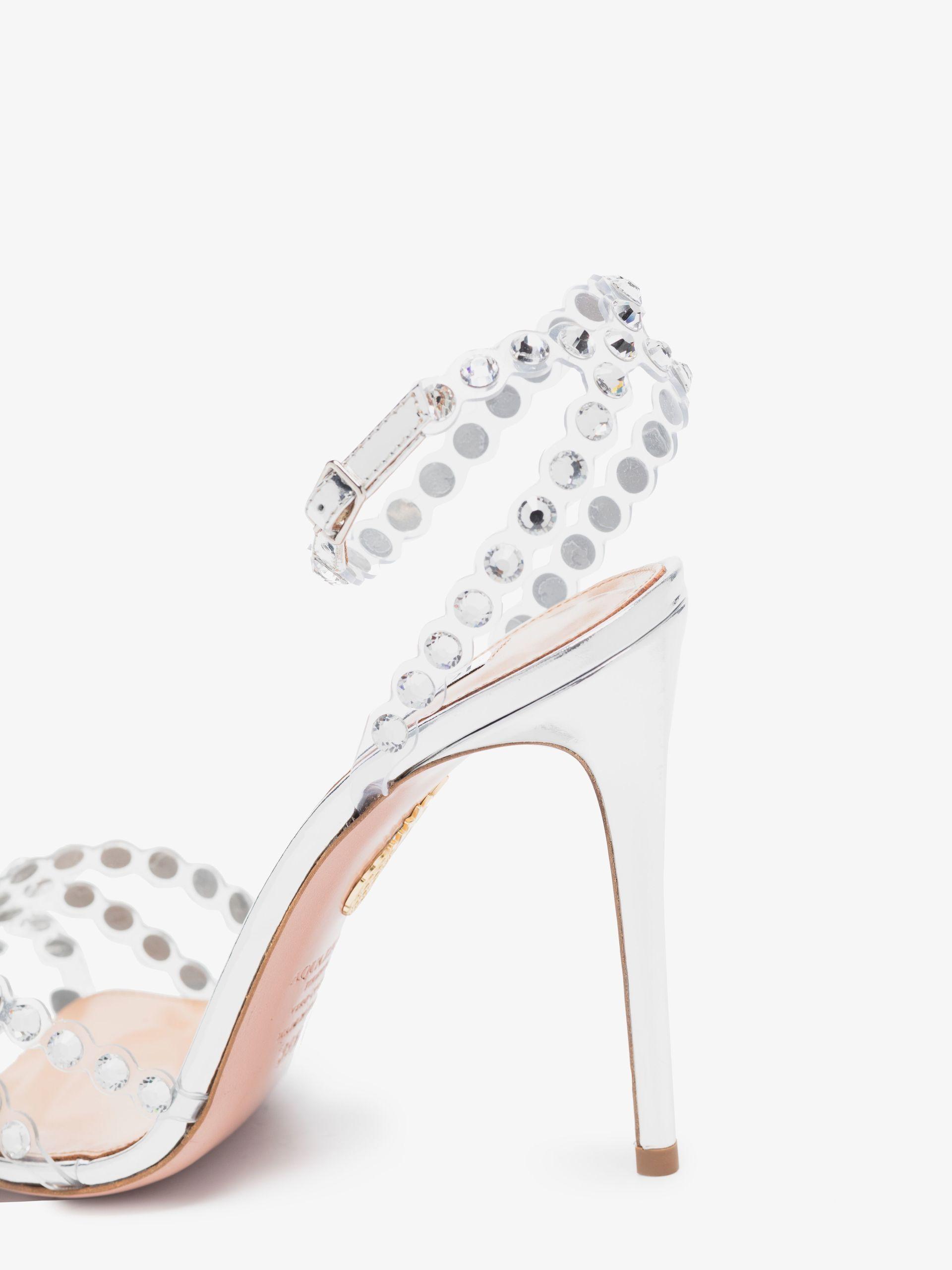 Aquazzura Silver Tequila 105 Crystal-embellished Pvc Sandals in