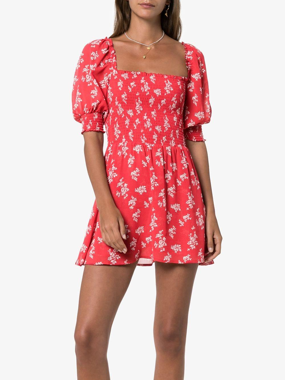 reformation red floral mini dress