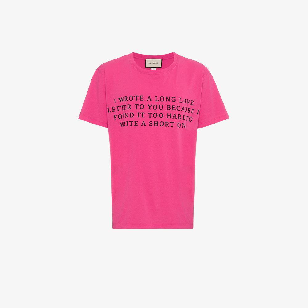 Gucci Cotton Love Letter Print T-shirt in Pink & Purple (Pink) for Men ...