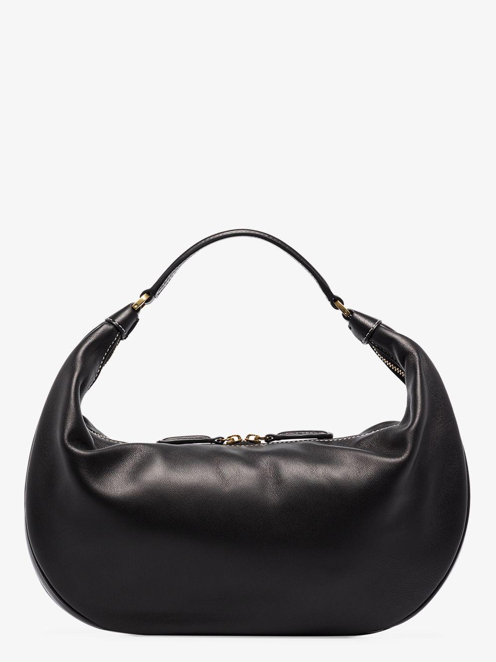 STAUD Sasha Slouchy Leather Shoulder Bag in Black