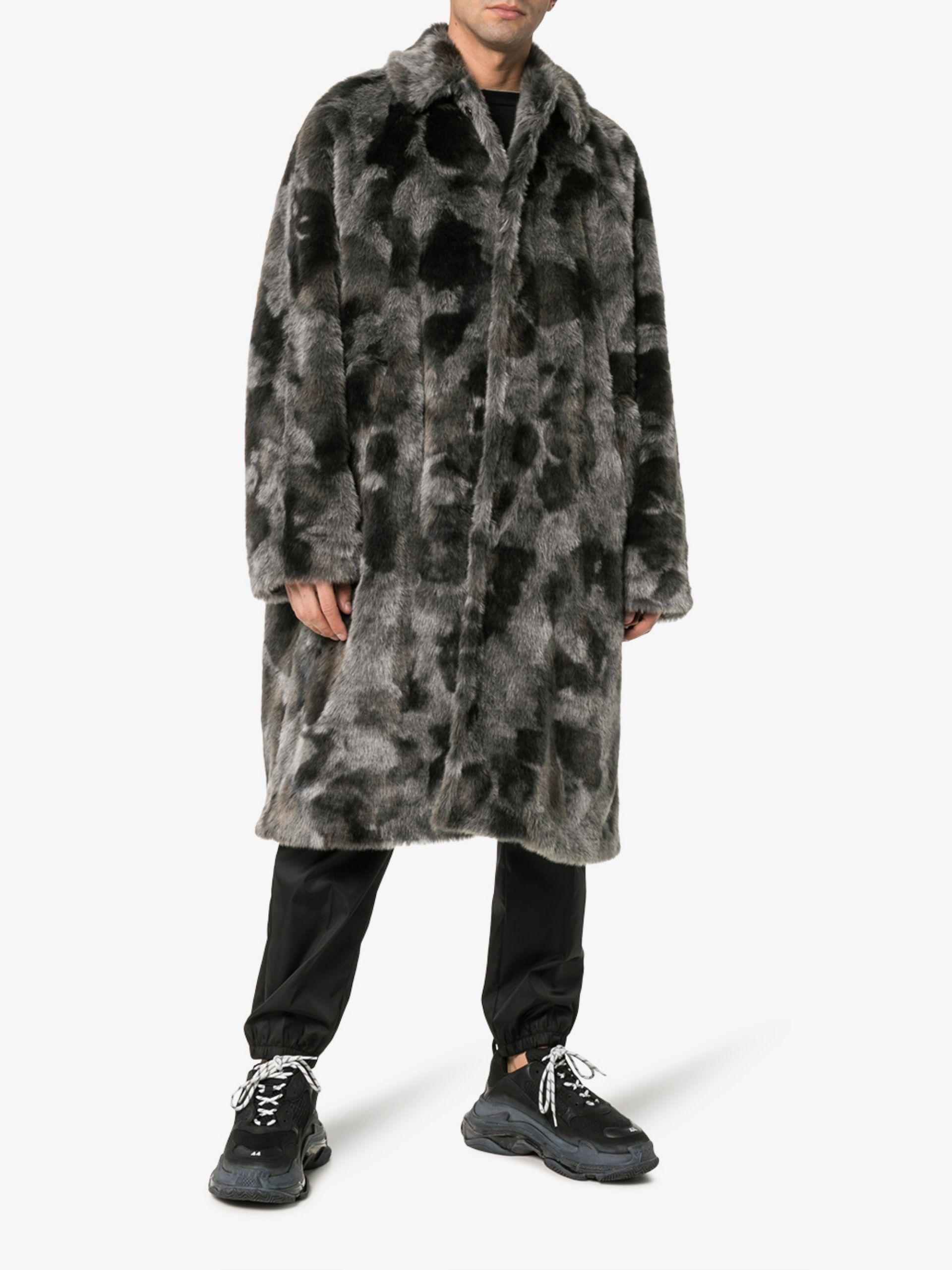 Balenciaga Faux Fur Opera Coat in Grey (Black) for Men - Save 50% | Lyst