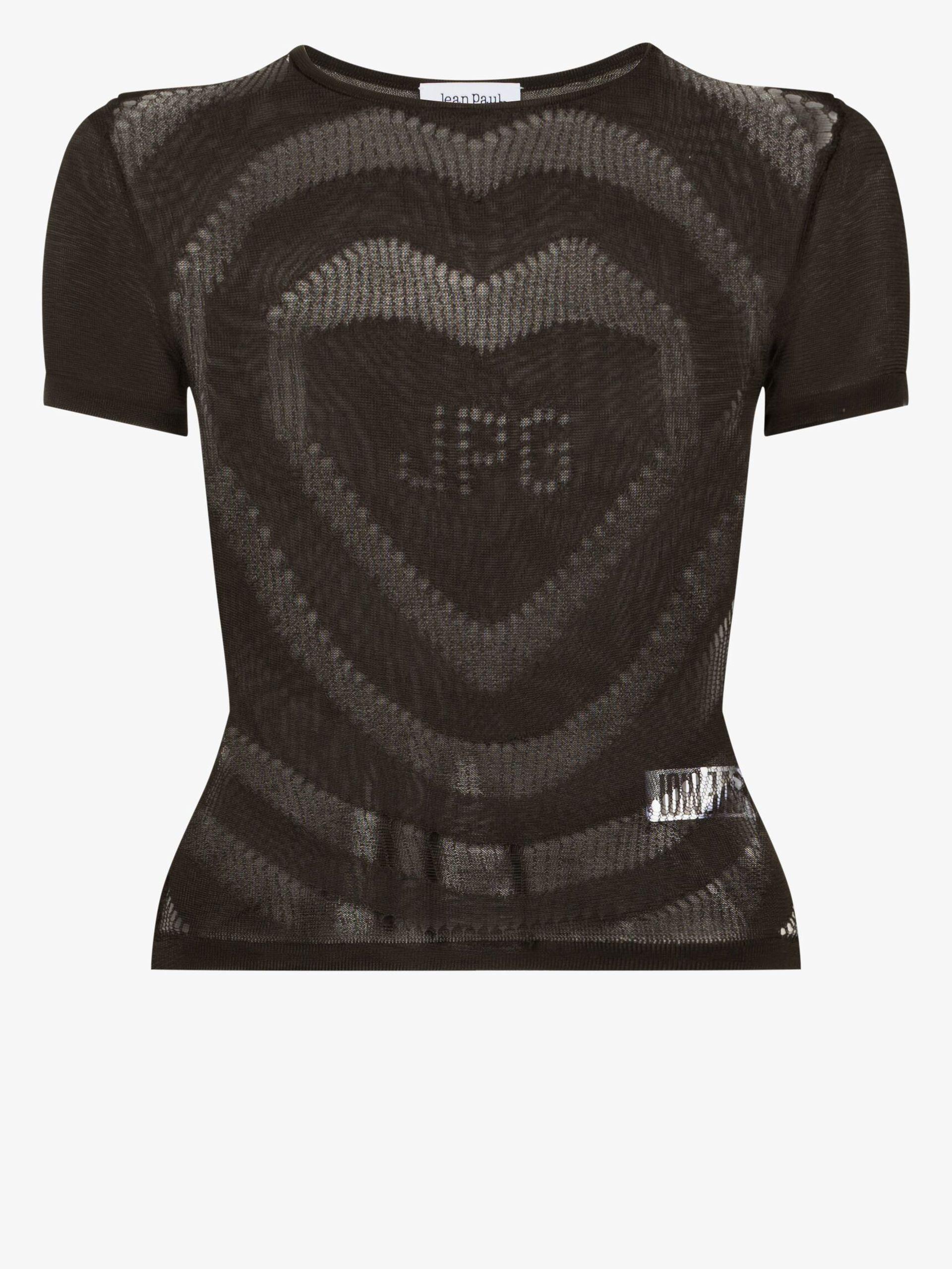 Jean Paul Gaultier Logo Knit Sheer T-shirt in Black | Lyst