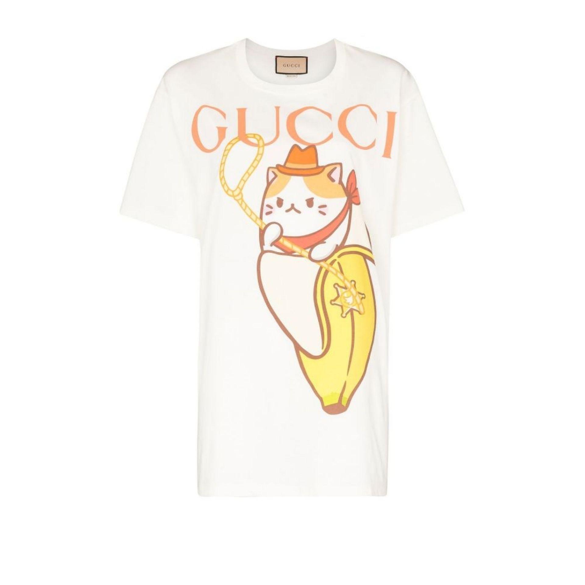 Gucci X Bananya White Logo Cotton T-shirt | Lyst
