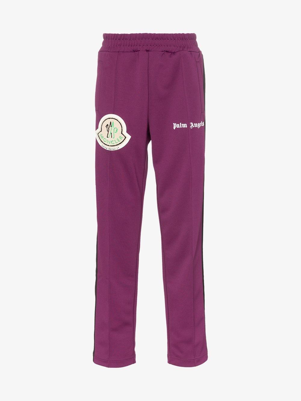 Moncler Genius X Palm Angels Logo Patch Track Pants in Purple for Men - Lyst