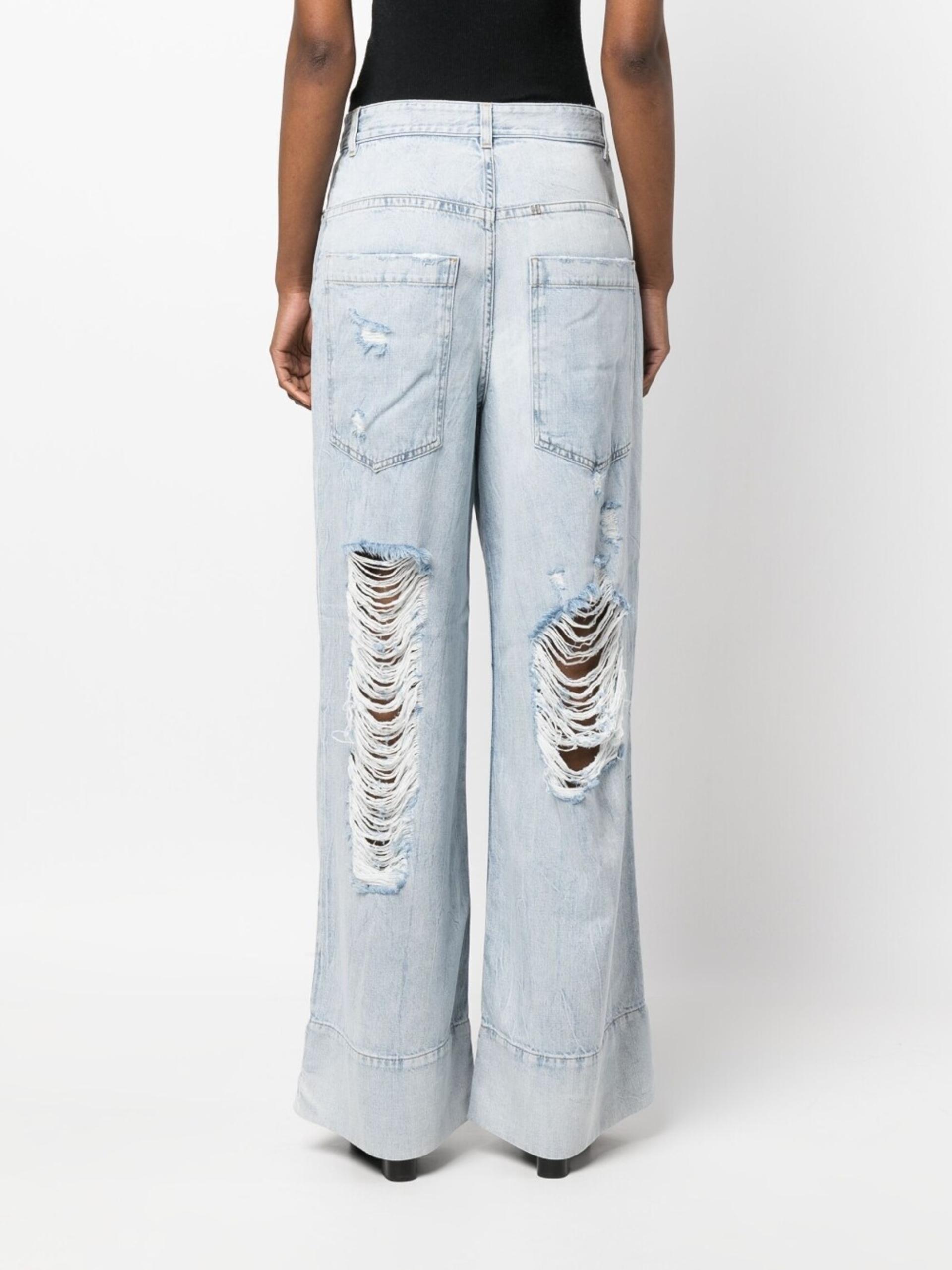 Givenchy Distressed Wide Leg Jeans in Blue | Lyst