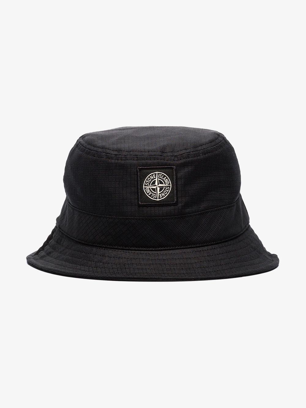 Stone Island Cotton Logo Bucket Hat In Black for Men - Lyst