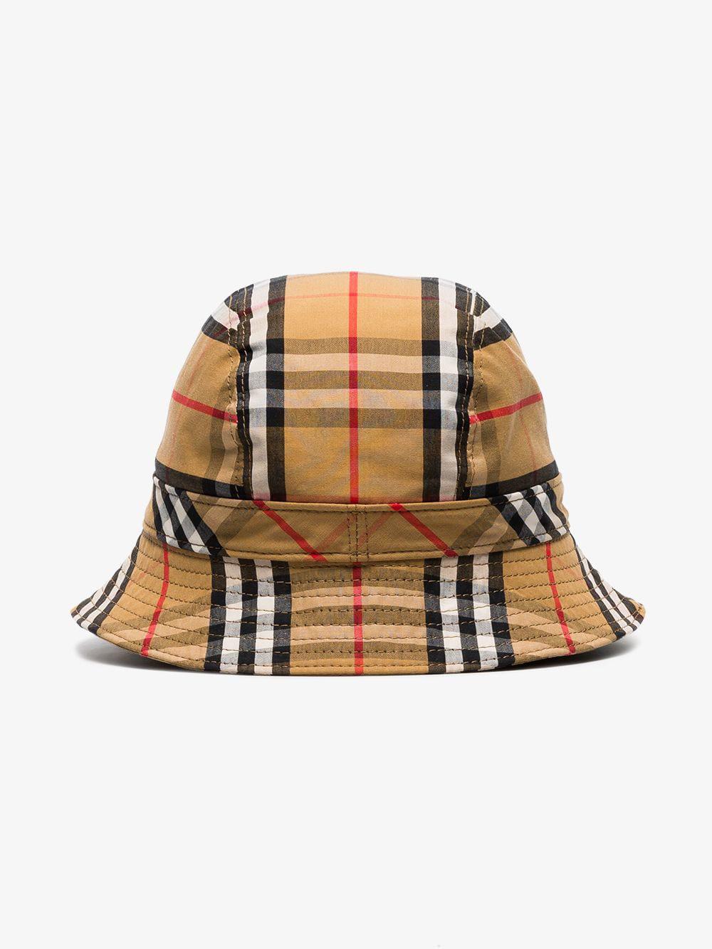 vintage check cotton bucket hat