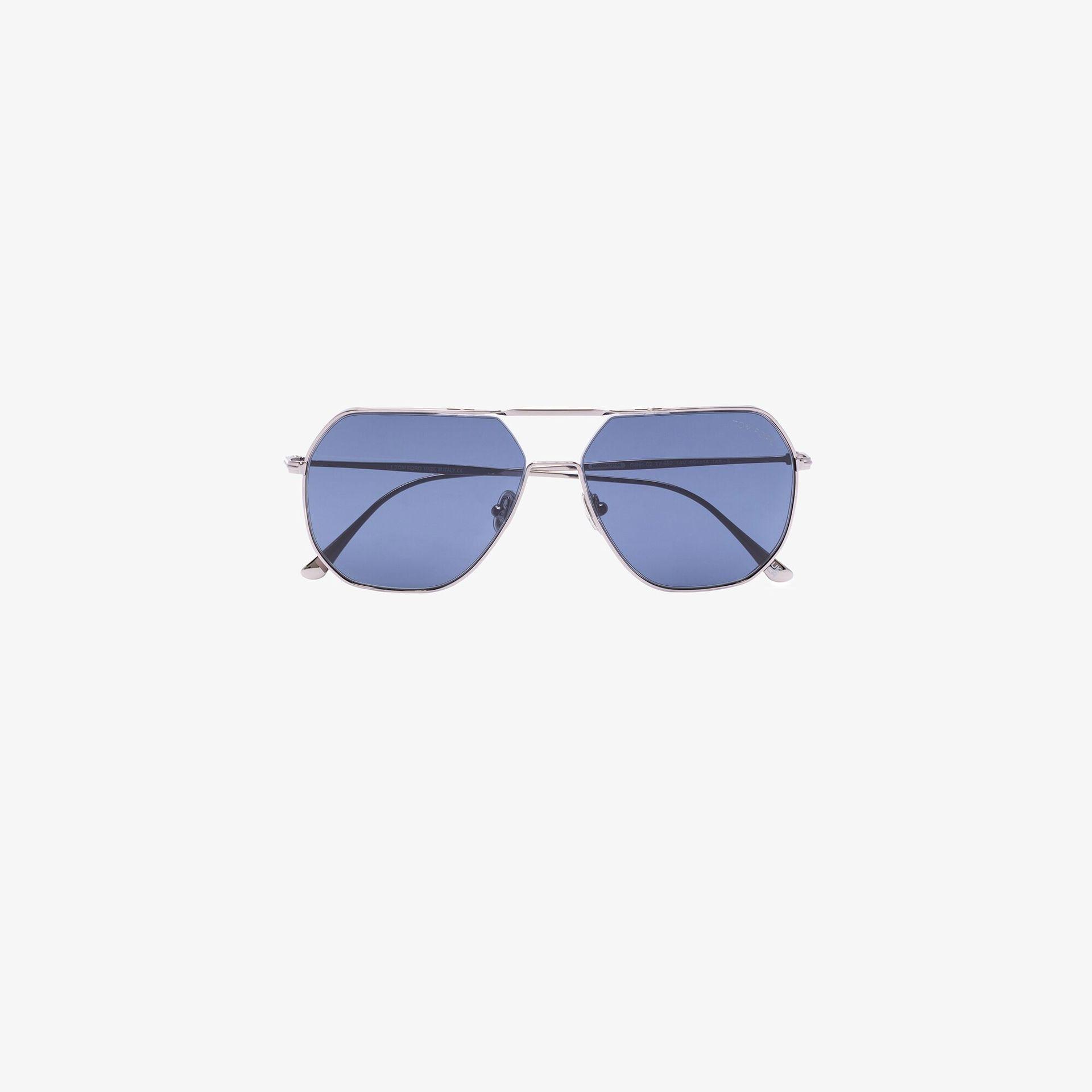 Tom Ford Silver Tone Gilles Aviator-style Sunglasses in Blue for Men | Lyst