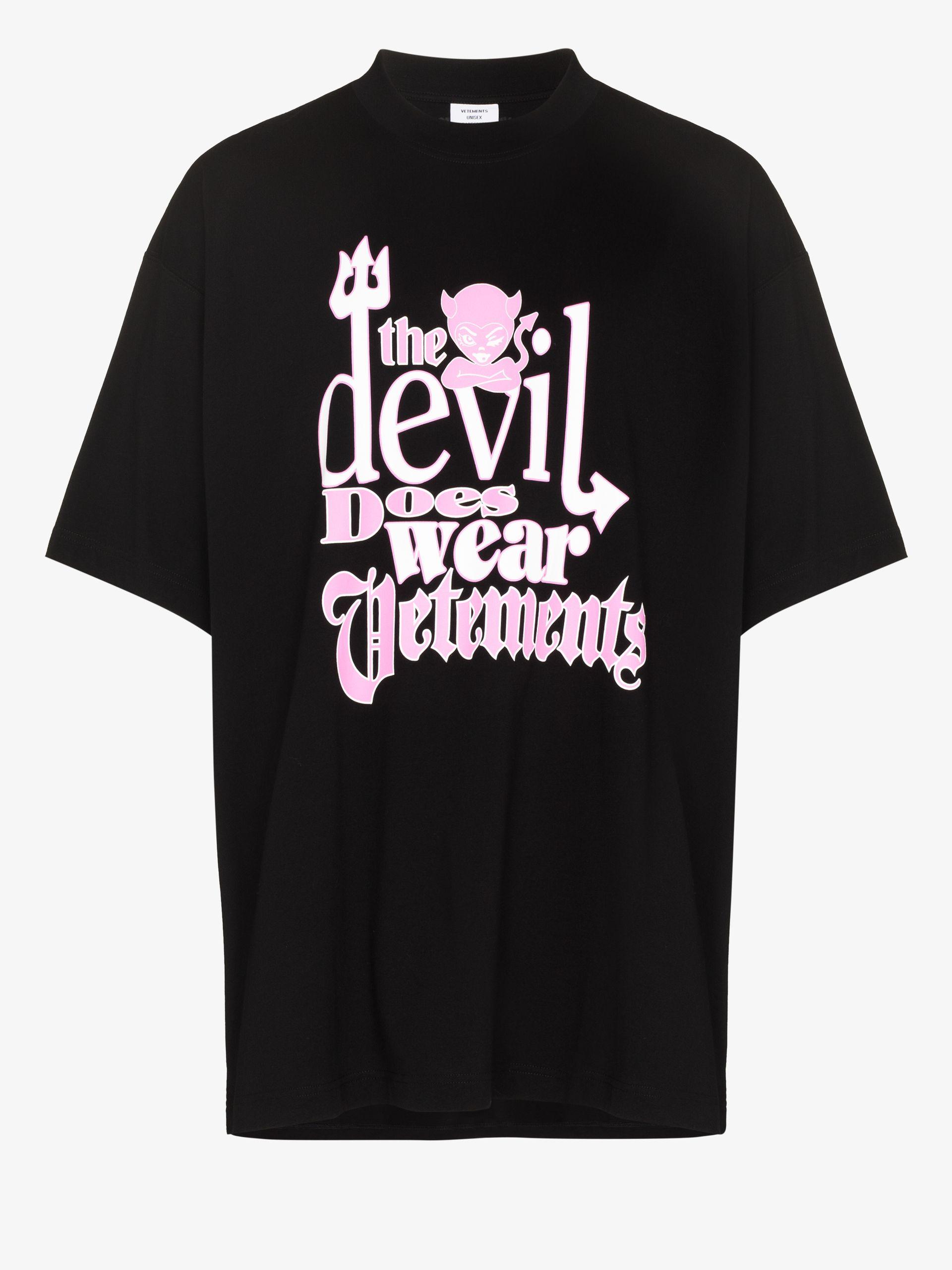 Vetements Devil Does Wear Print Cotton T-shirt in Black for Men - Lyst