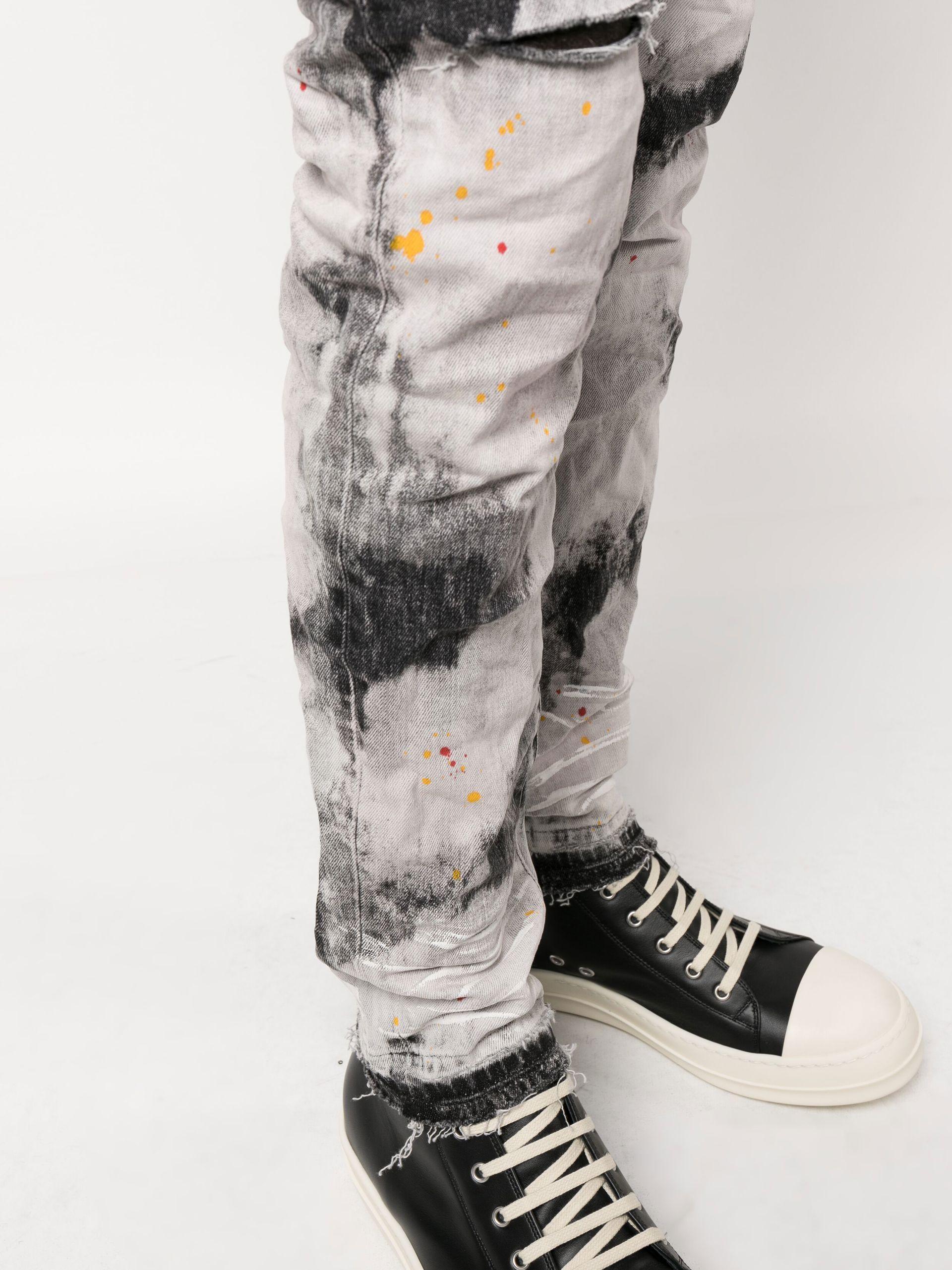 PURPLE BRAND P001 Reflective Paint Splatter Skinny Jeans - Black