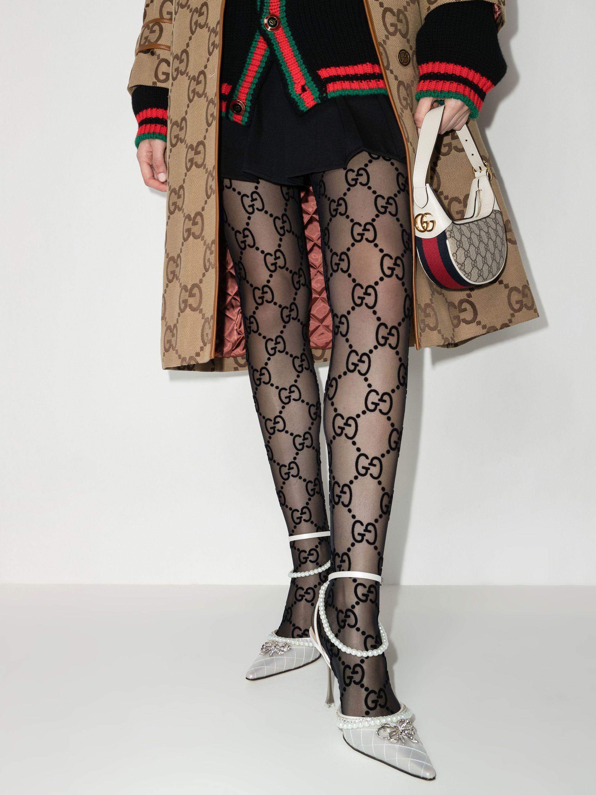 Gucci gg Print Tights in Black | Lyst