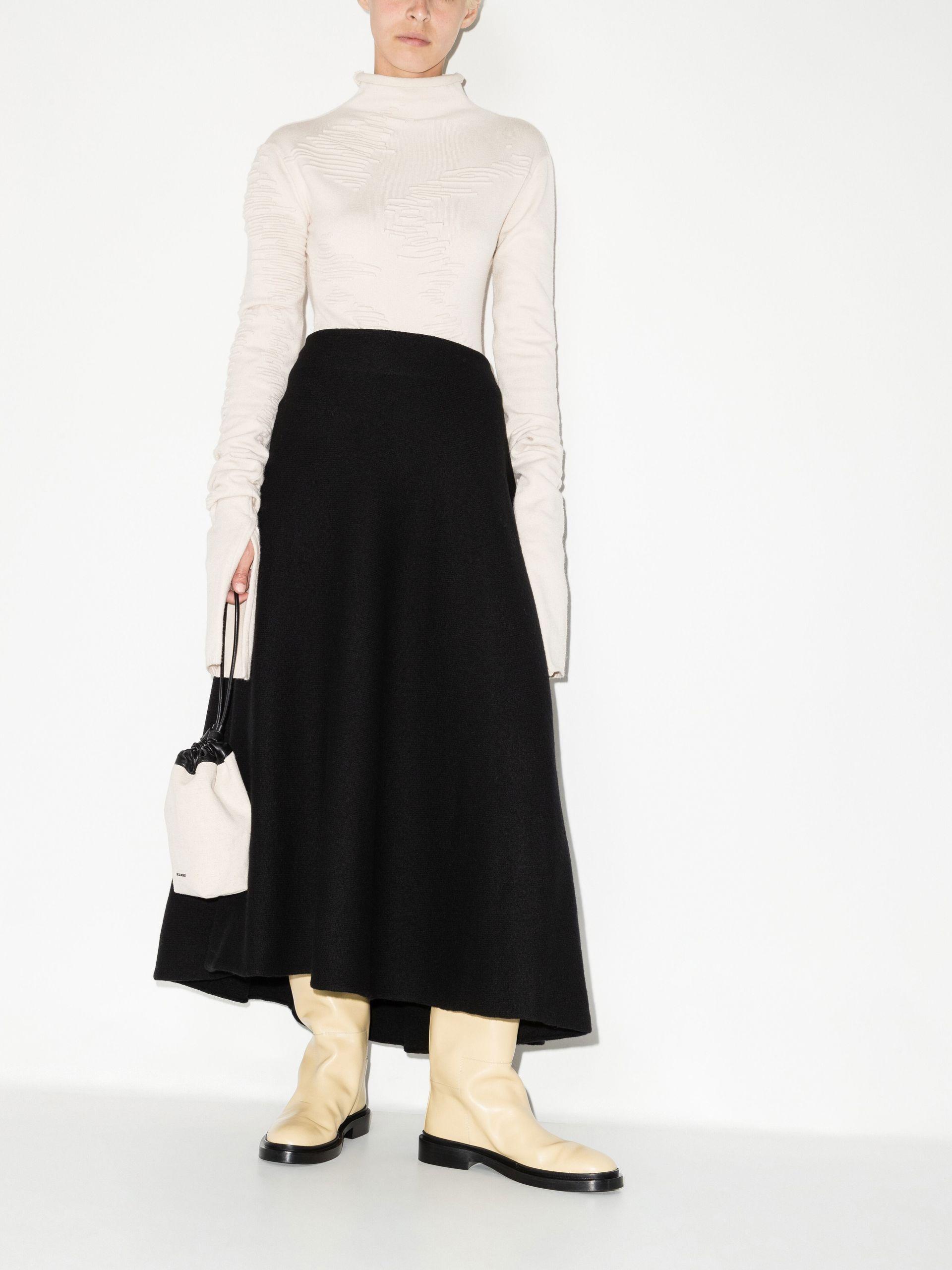 Skirts Womens Clothing Skirts Maxi skirts Jil Sander Wool Grain De Poudre  Skirt in Black emet.id
