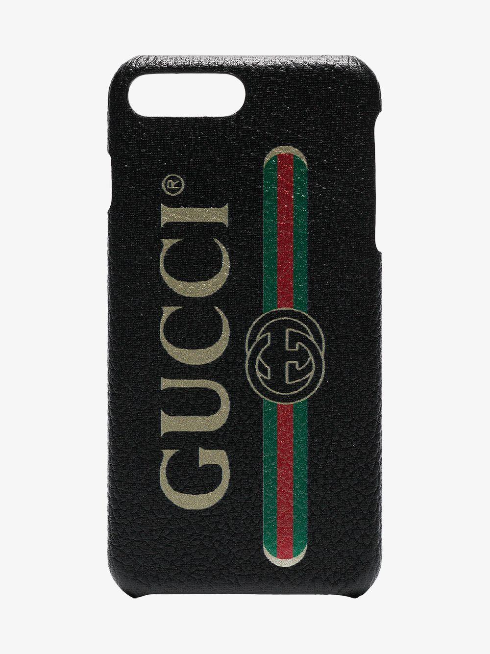 Gucci Leather Fake Logo Iphone 8 Case in Black for Men | Lyst