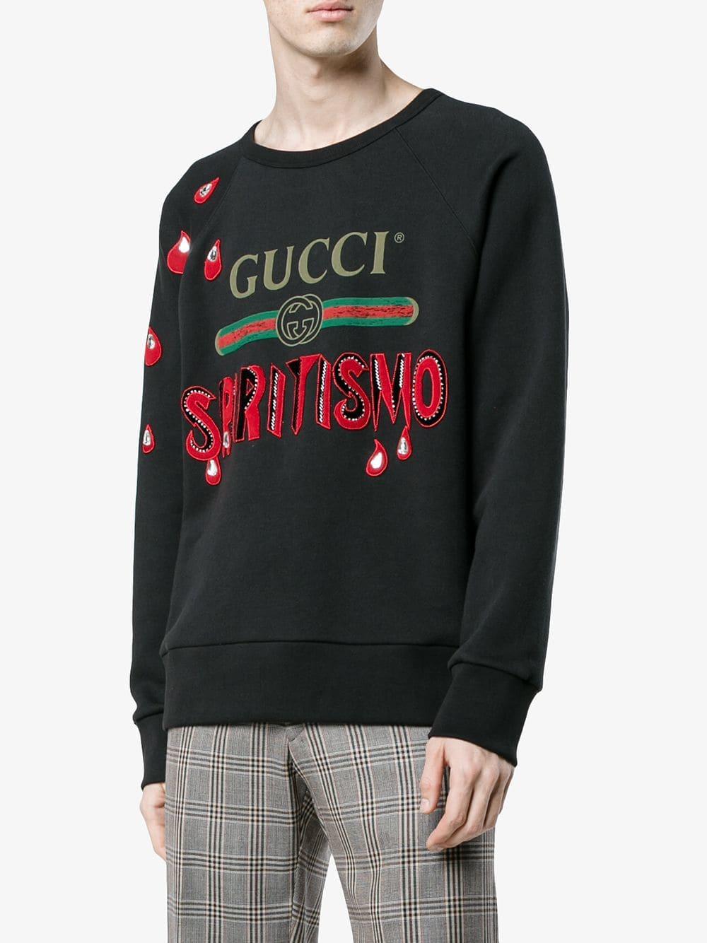 Gucci Spiritismo Logo Cotton Sweatshirt in Black for Men | Lyst