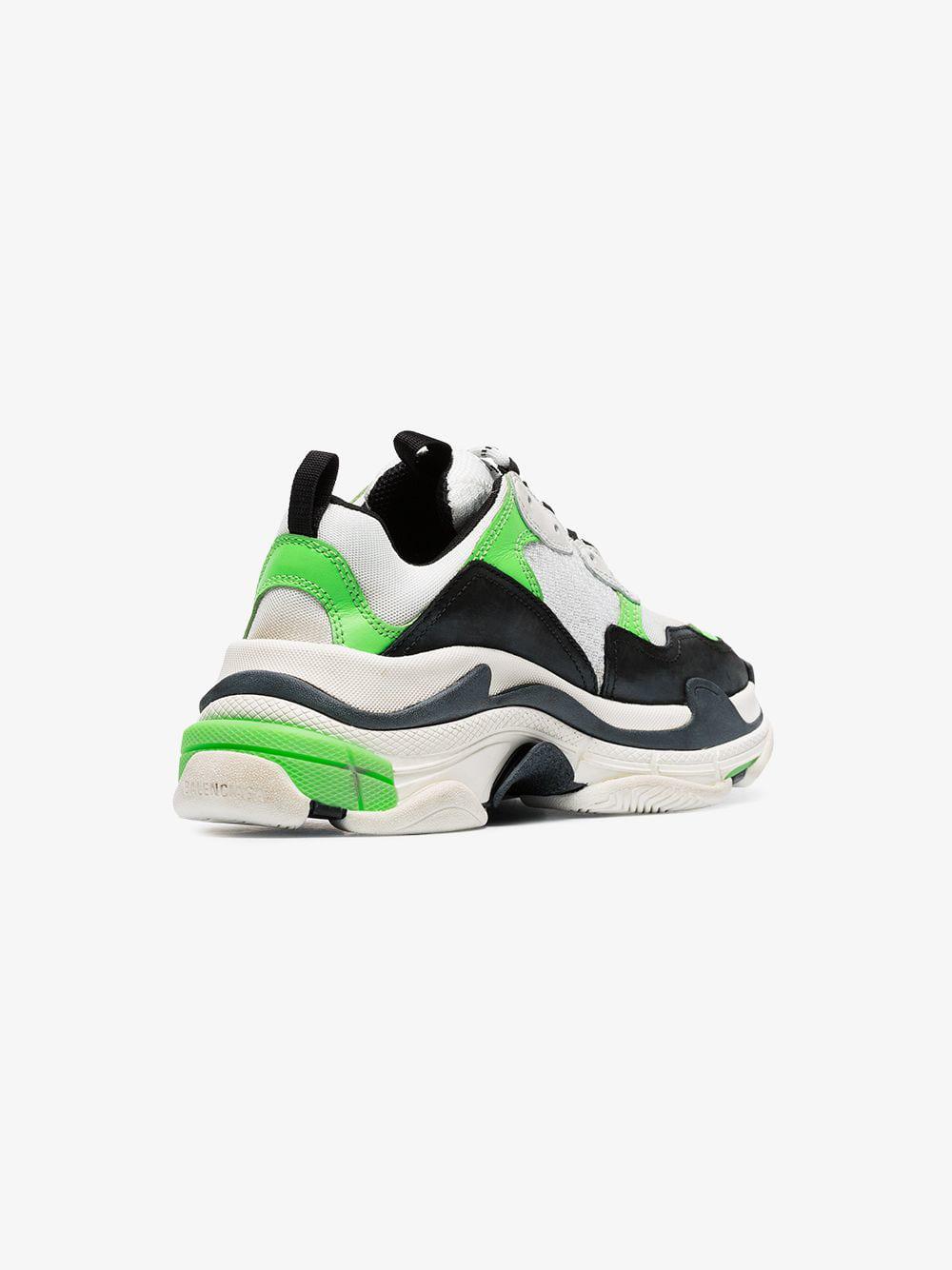 Balenciaga Neon Green And Black Triple S Sneakers in White Lyst