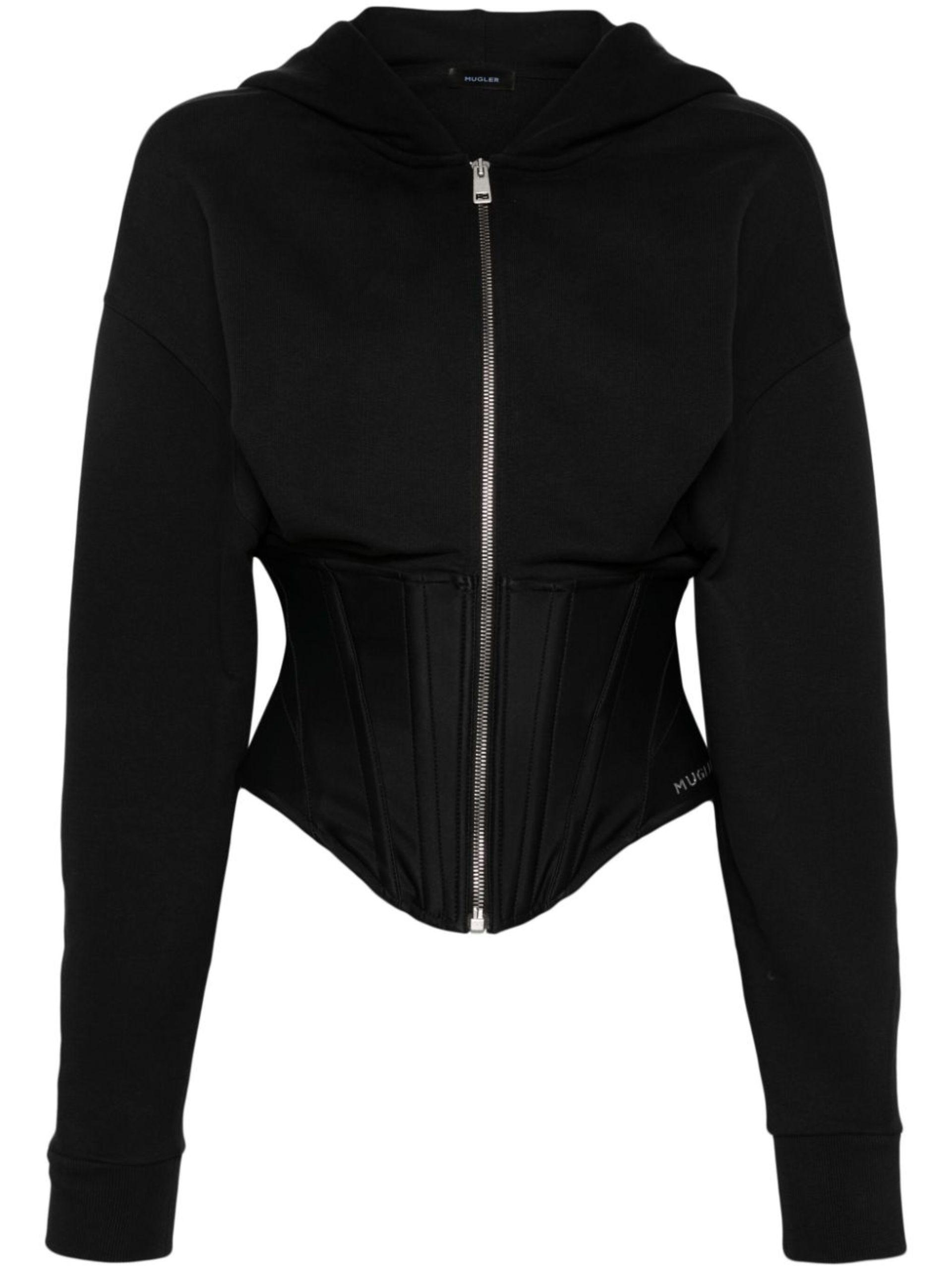 Mugler Corset Zip up Hoodie Women s Polyester cotton in Black Lyst