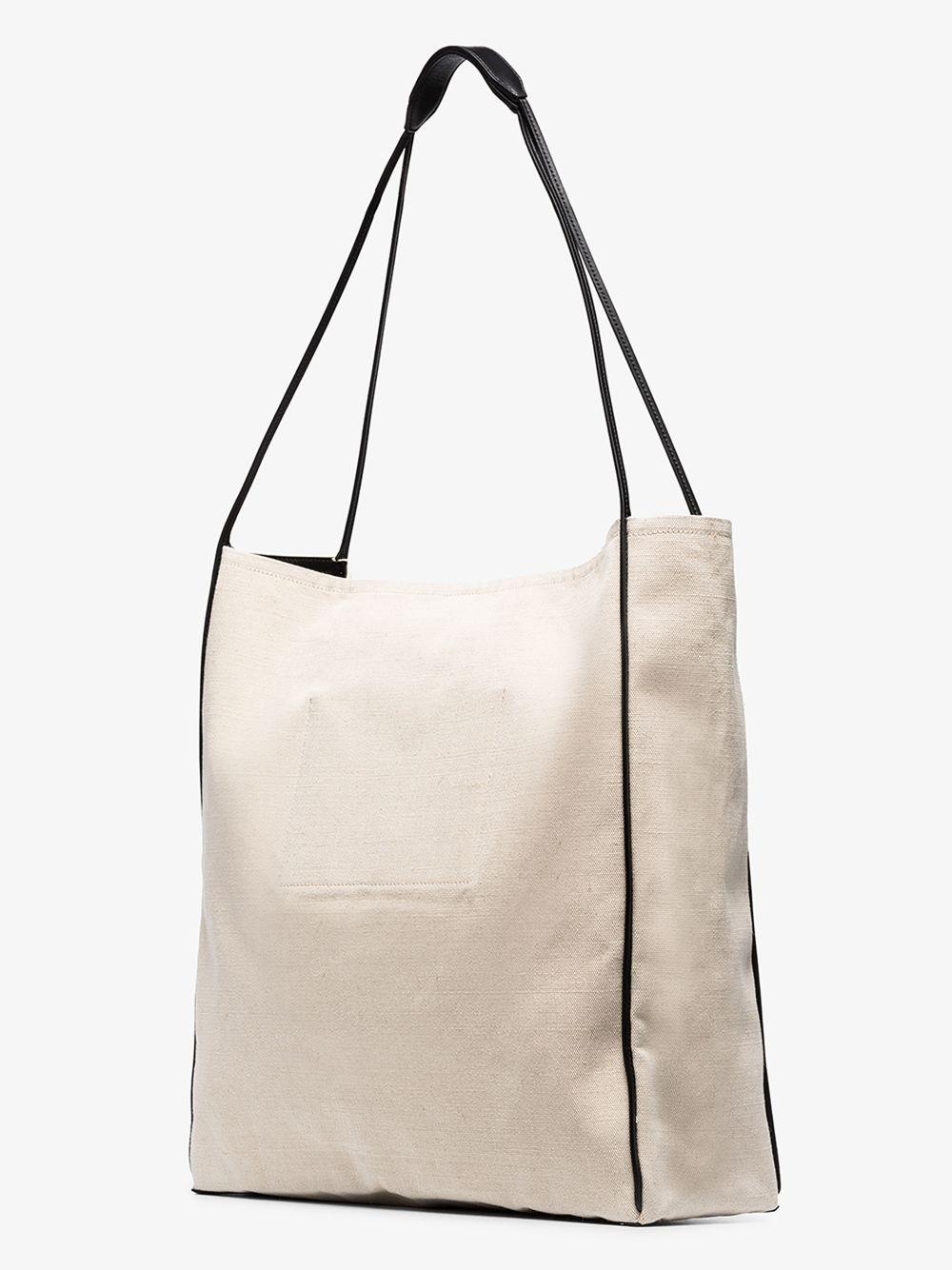 トートバッグ JIL SANDER Jil Sander Border Book Tote Bag Jil Sander Border Book Canvas Tote Bag | White | FARFETCH HK