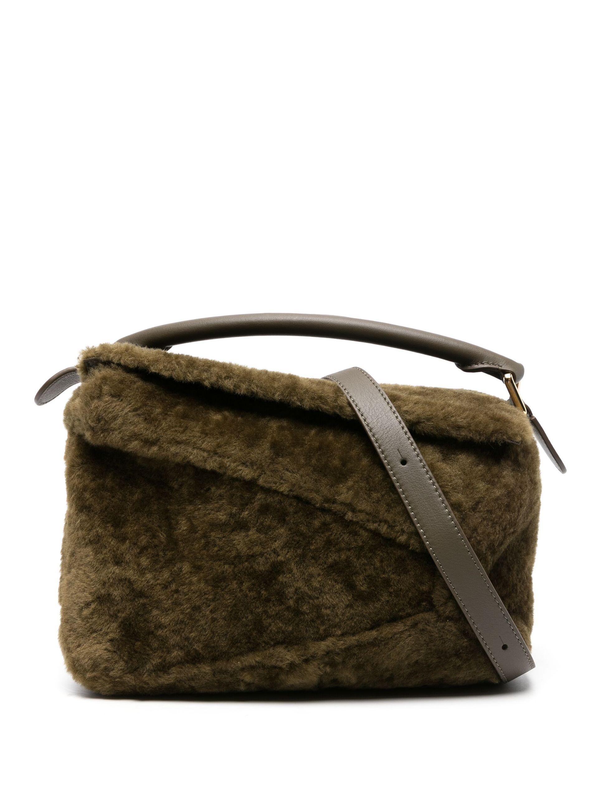 Loewe Small Puzzle Edge Shearling Shoulder Bag