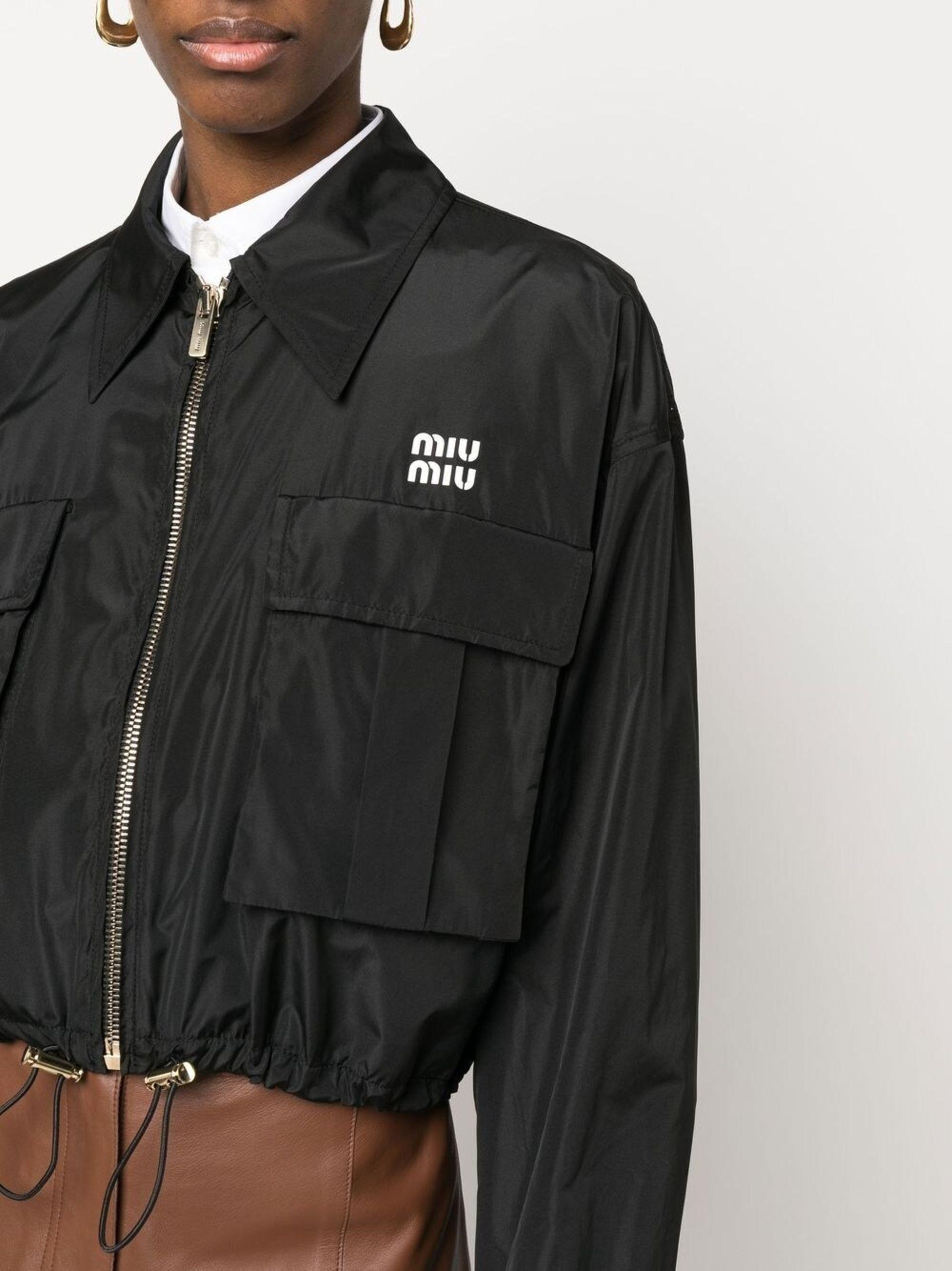 Miu Miu Technical-silk Blouson Jacket in Black | Lyst Australia