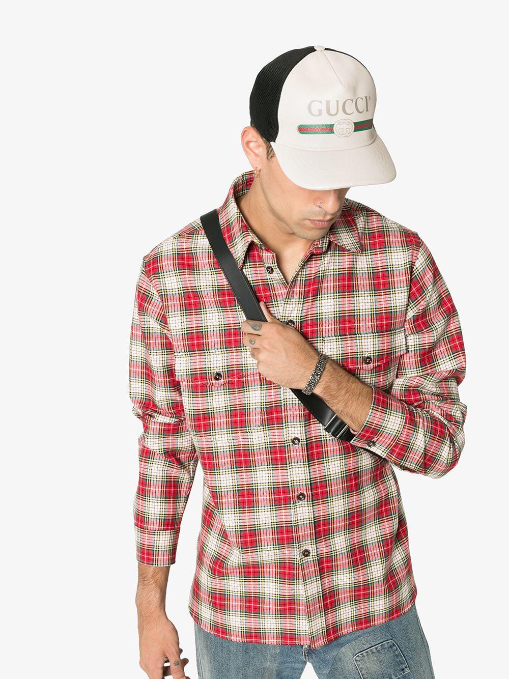gucci print leather baseball hat