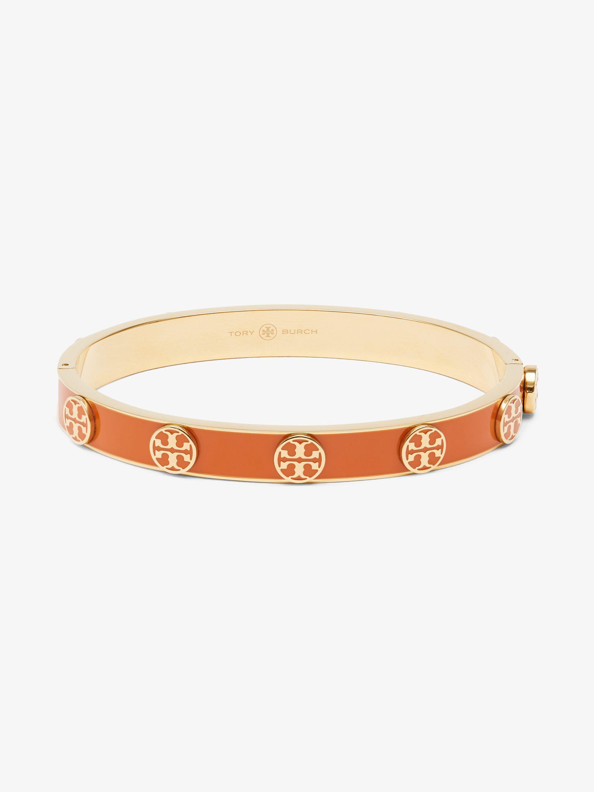 Tory Burch Red And Gold Tone Miller Hinge Stud Bracelet in 