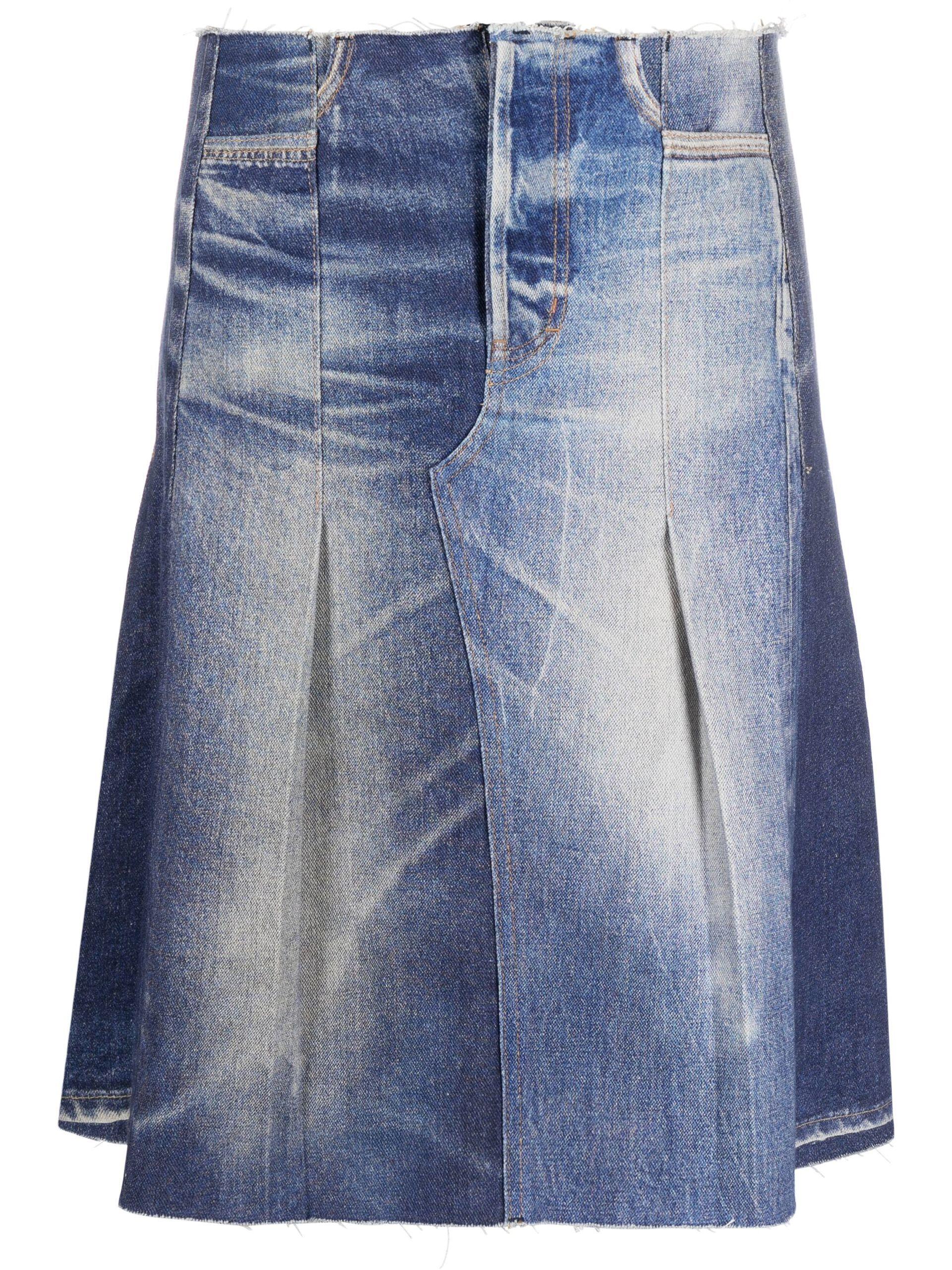 Our Legacy Pleated A-line Denim Skirt in Blue | Lyst