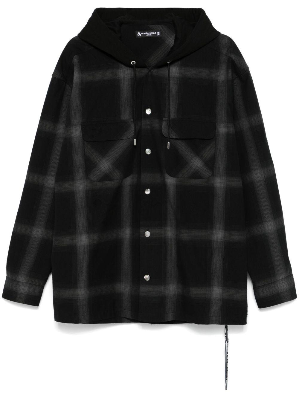 Black and white plaid hooded jacket hotsell