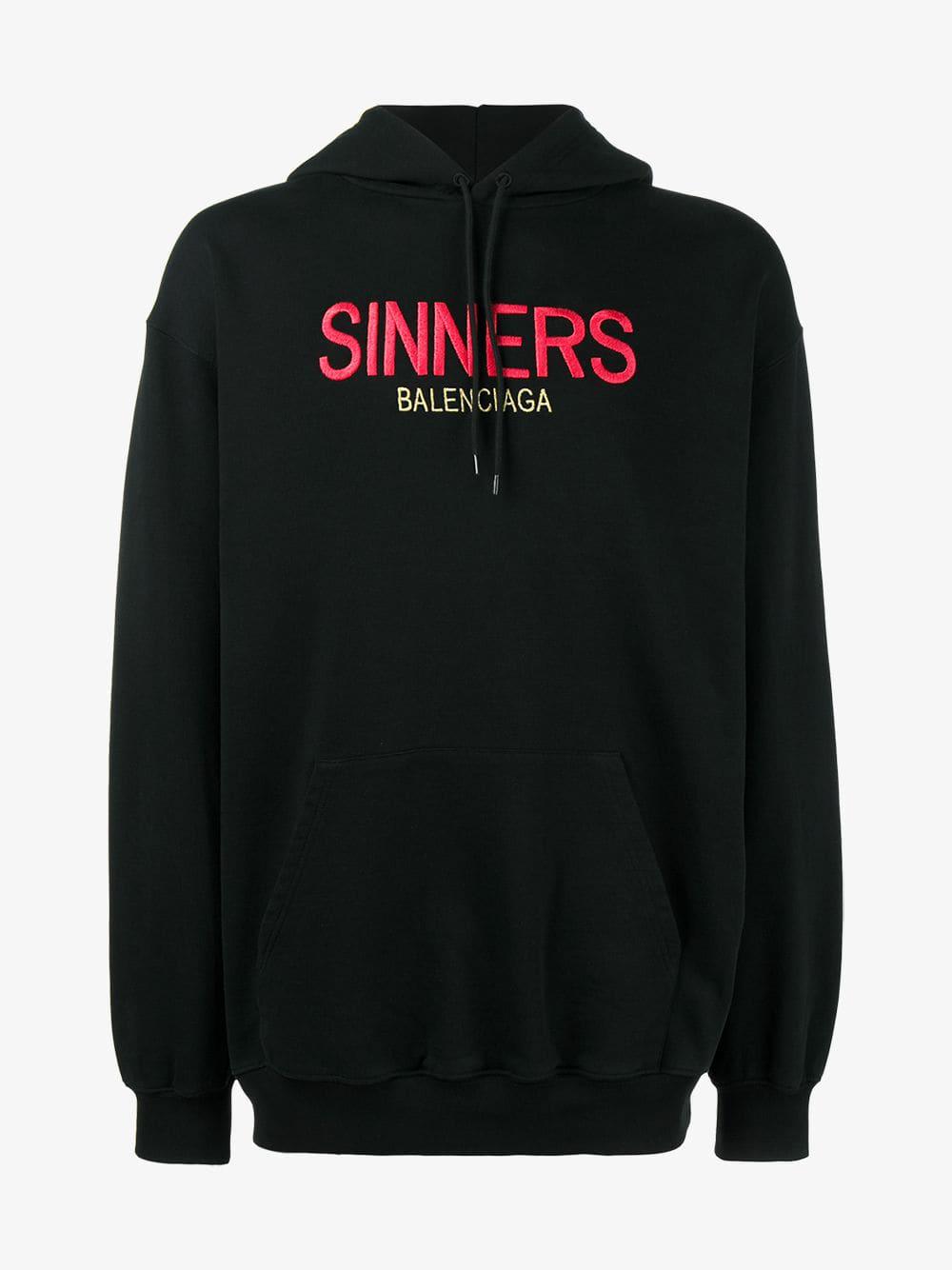 Balenciaga Cotton Sinners Hoodie in Black for Men - Lyst