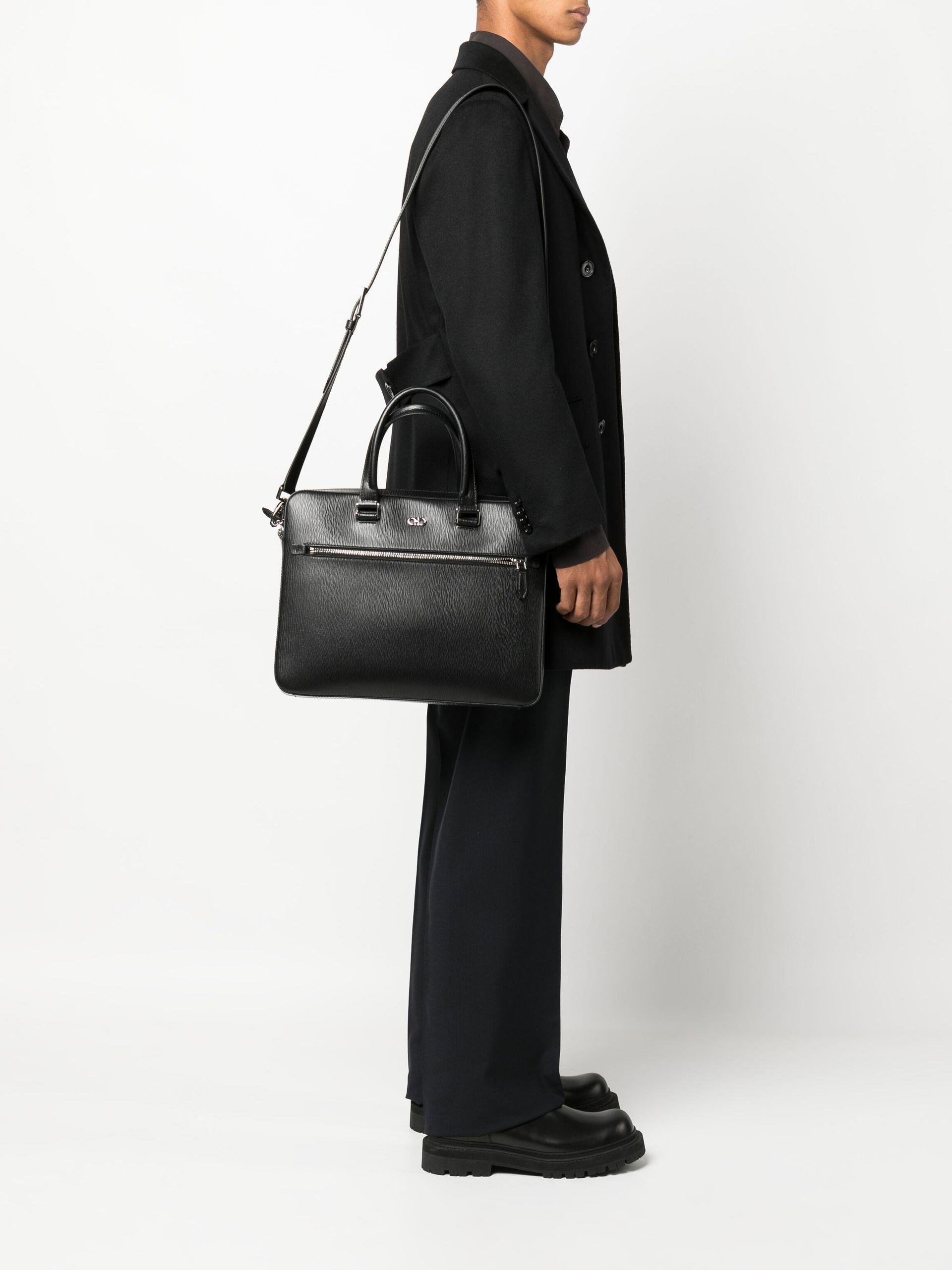 Mens Bags Briefcases and laptop bags Ferragamo Leather Gancini Briefcase in Black for Men 