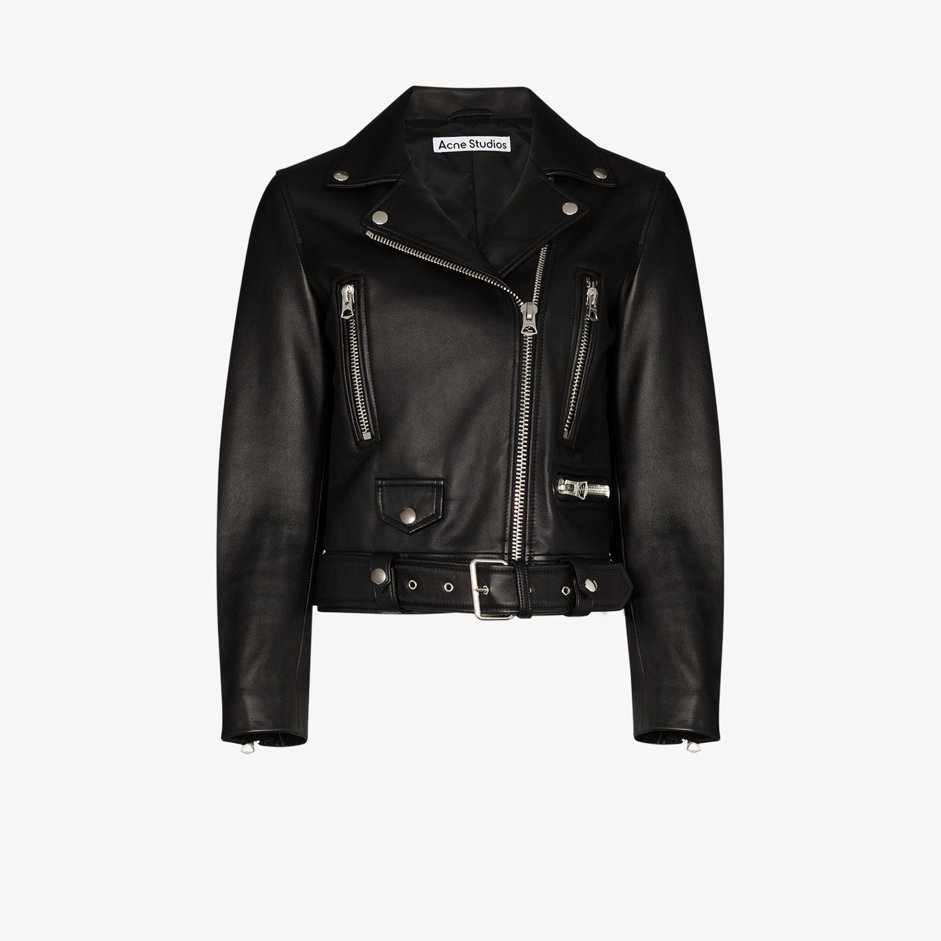 Acne Studios Mock Cropped Leather Biker Jacket - Women's - Viscose/lambskin  in Black | Lyst